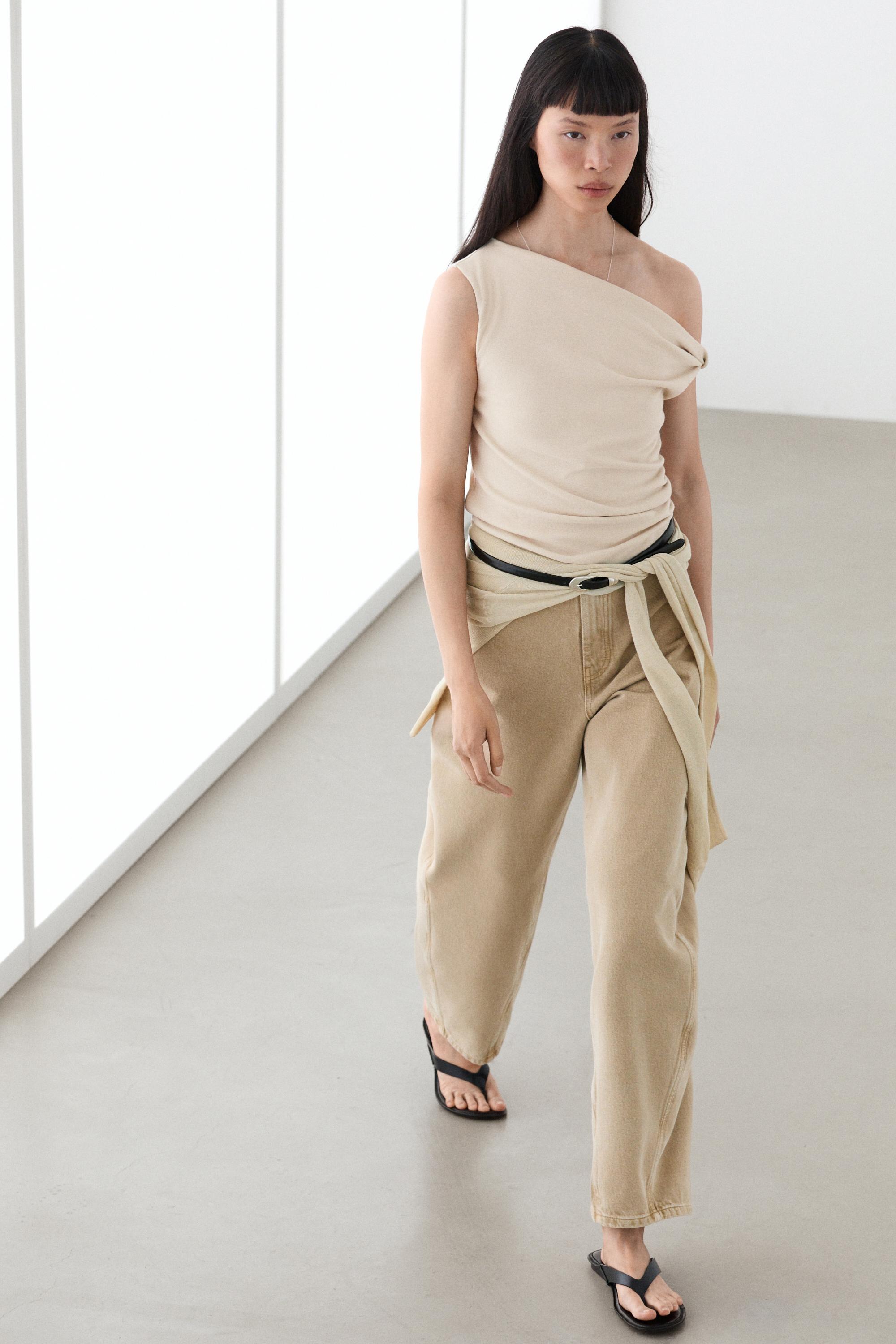 Asymmetric drop sleeve top — SAND
