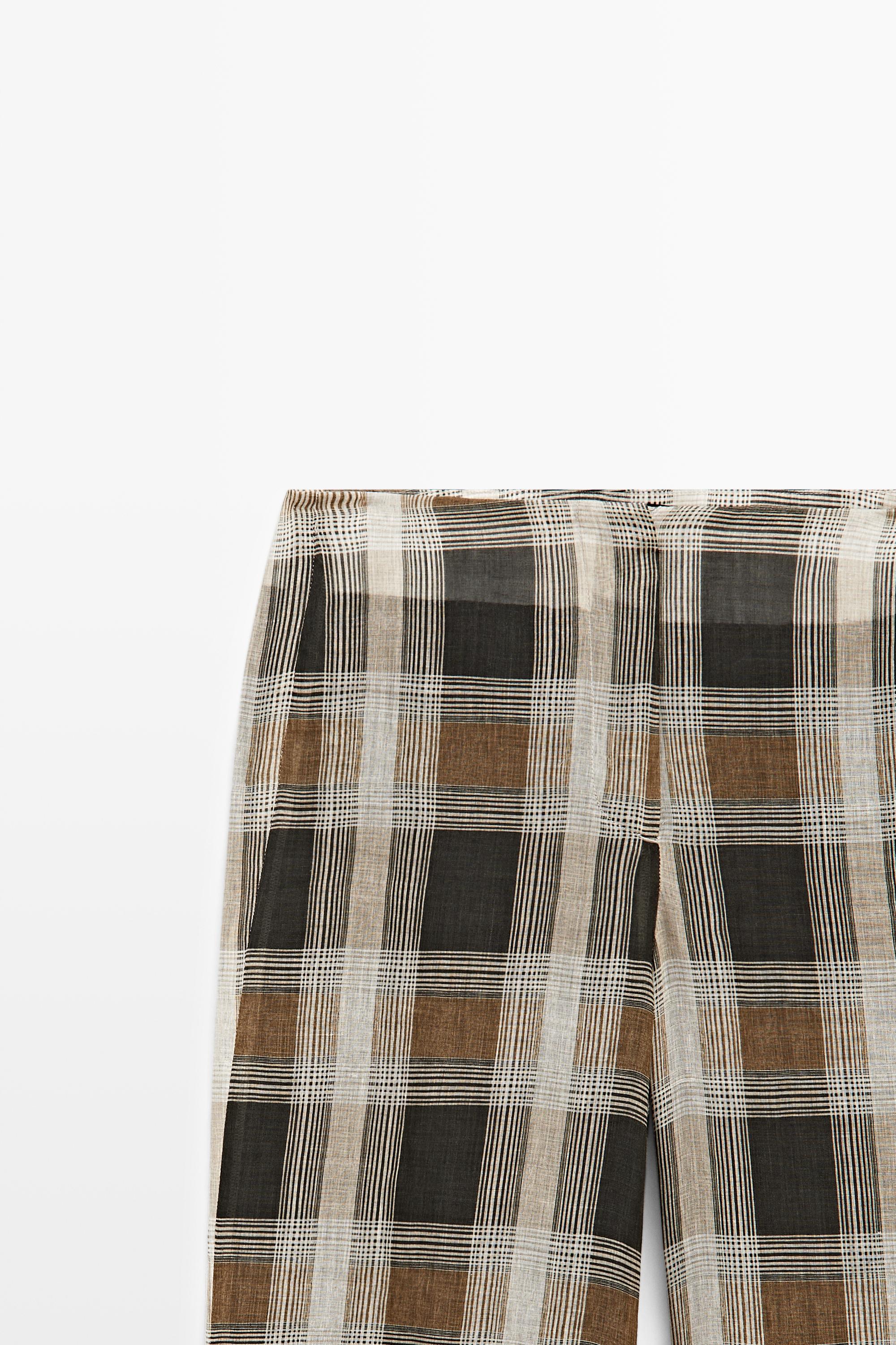 Check print sarouel trousers — BLACK
