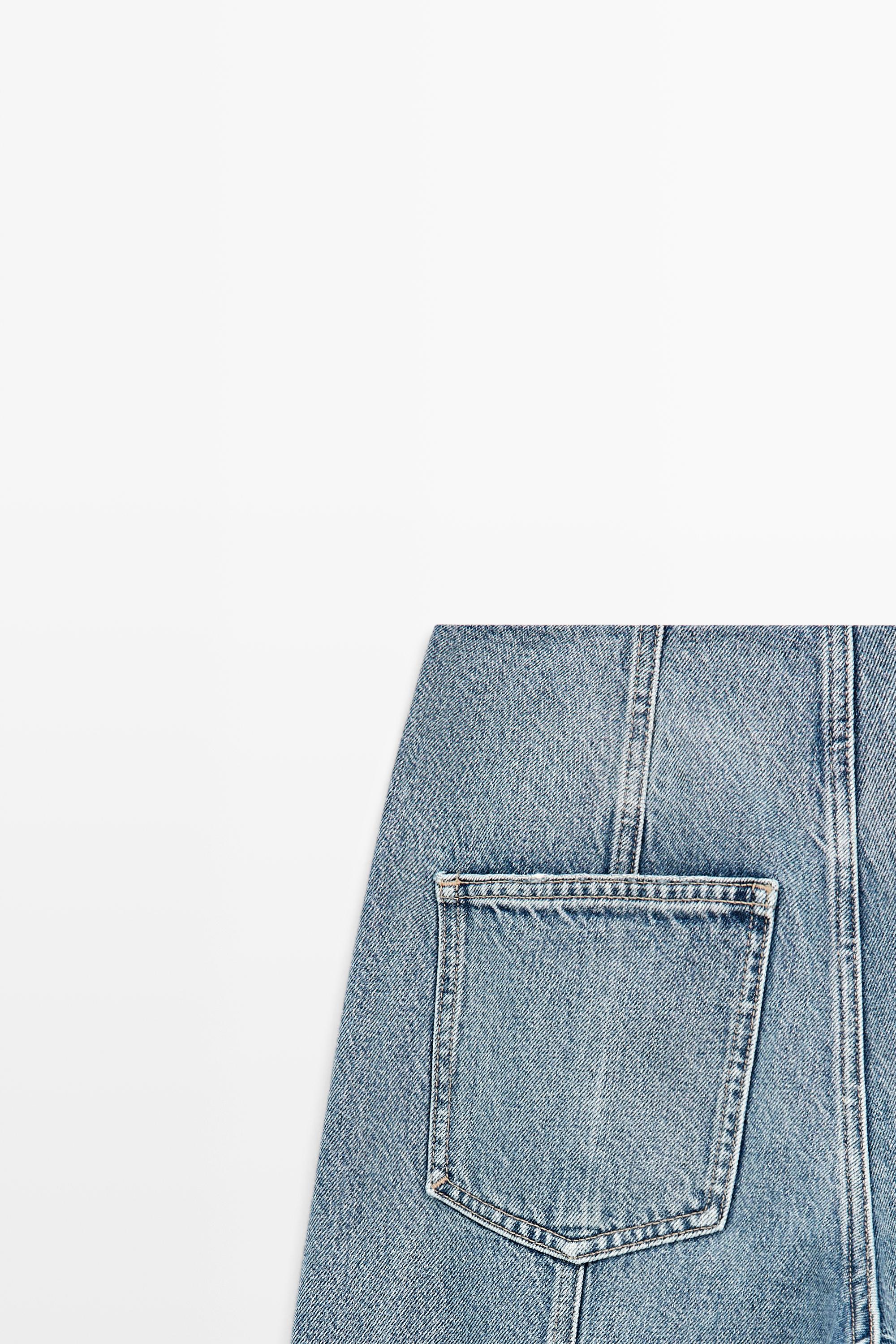 Massimo Dutti Barrel Fit Jeans With Seam Details In Blue