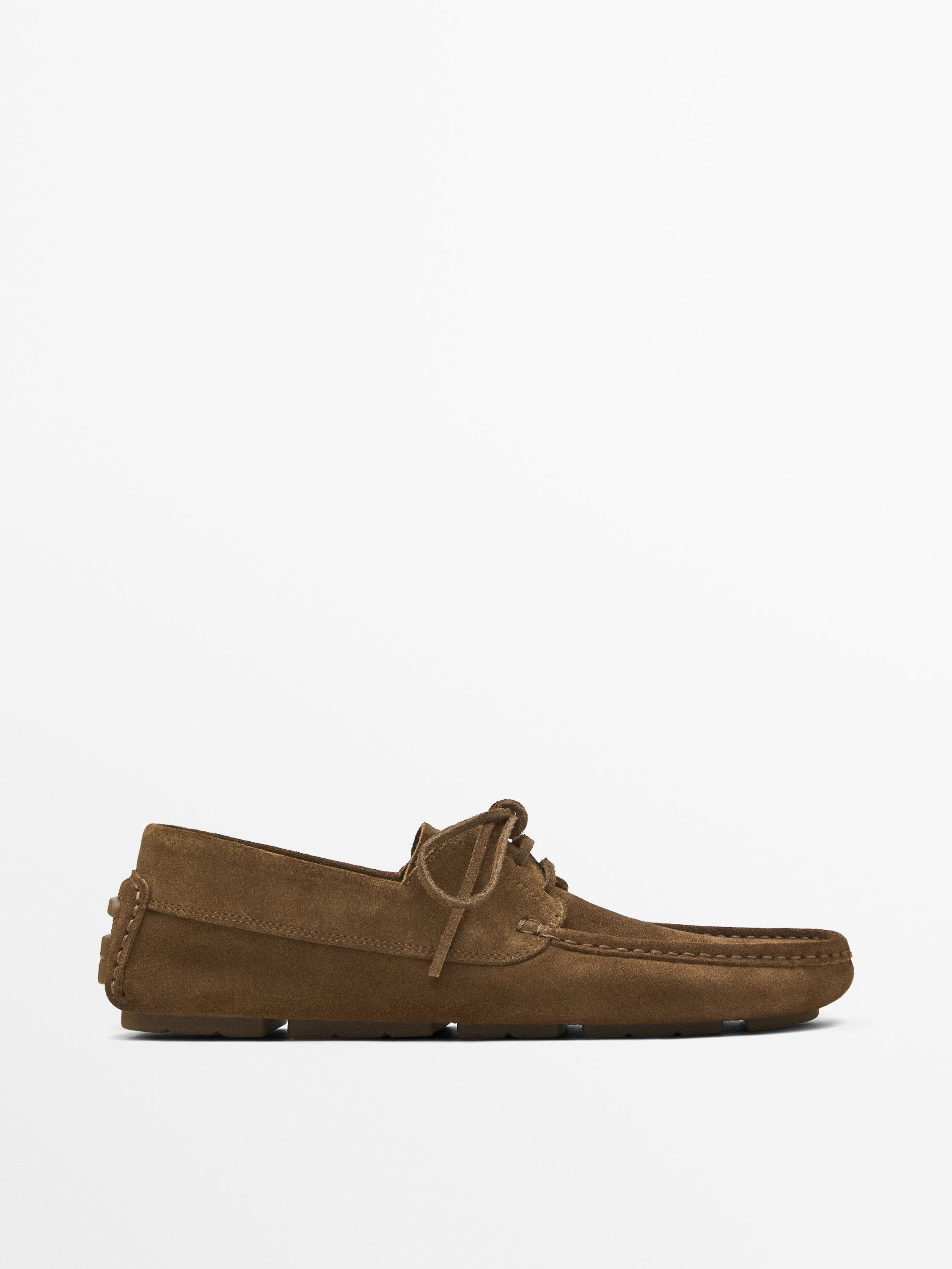 Split suede deck shoes