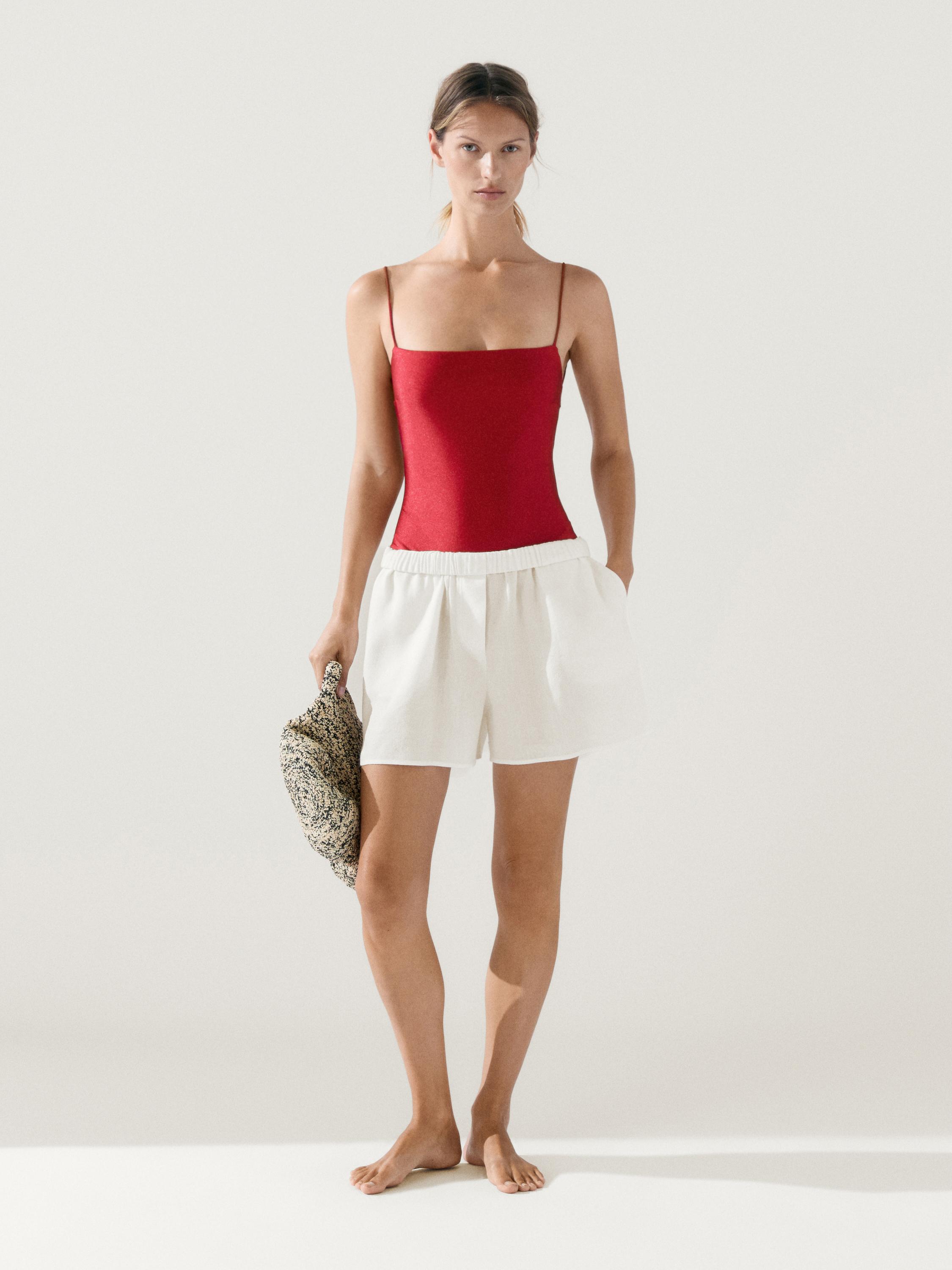 Swimsuit with thin straps — RED