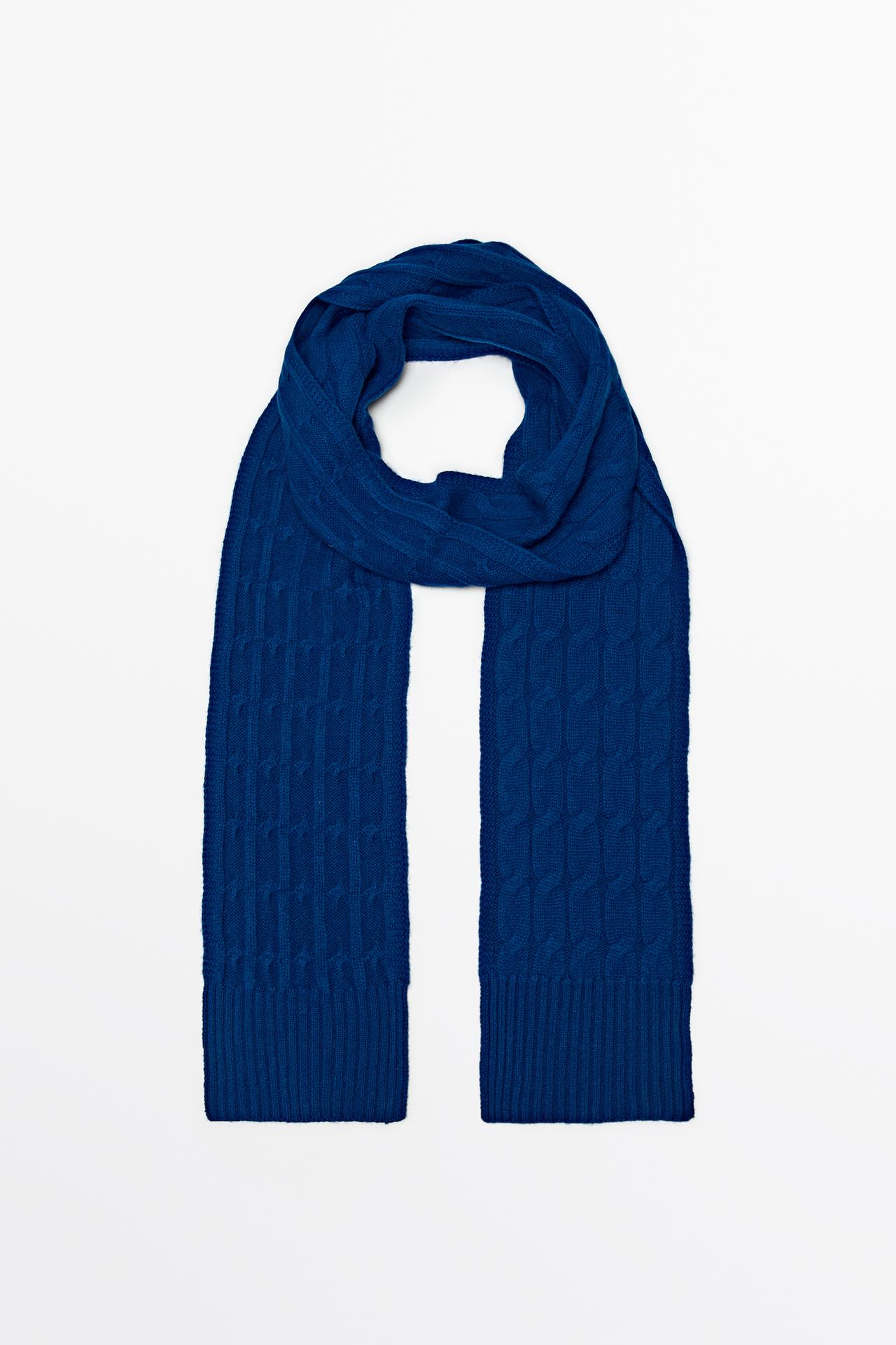 Wool and cashmere cable-knit scarf — INK BLUE