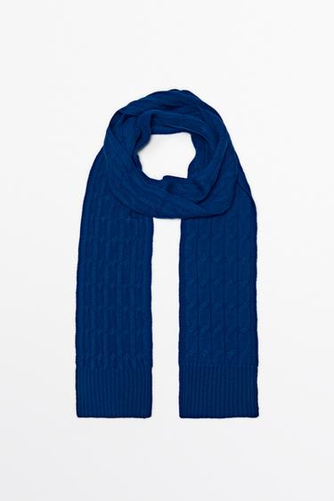 Wool and cashmere cable-knit scarf — INK BLUE 3