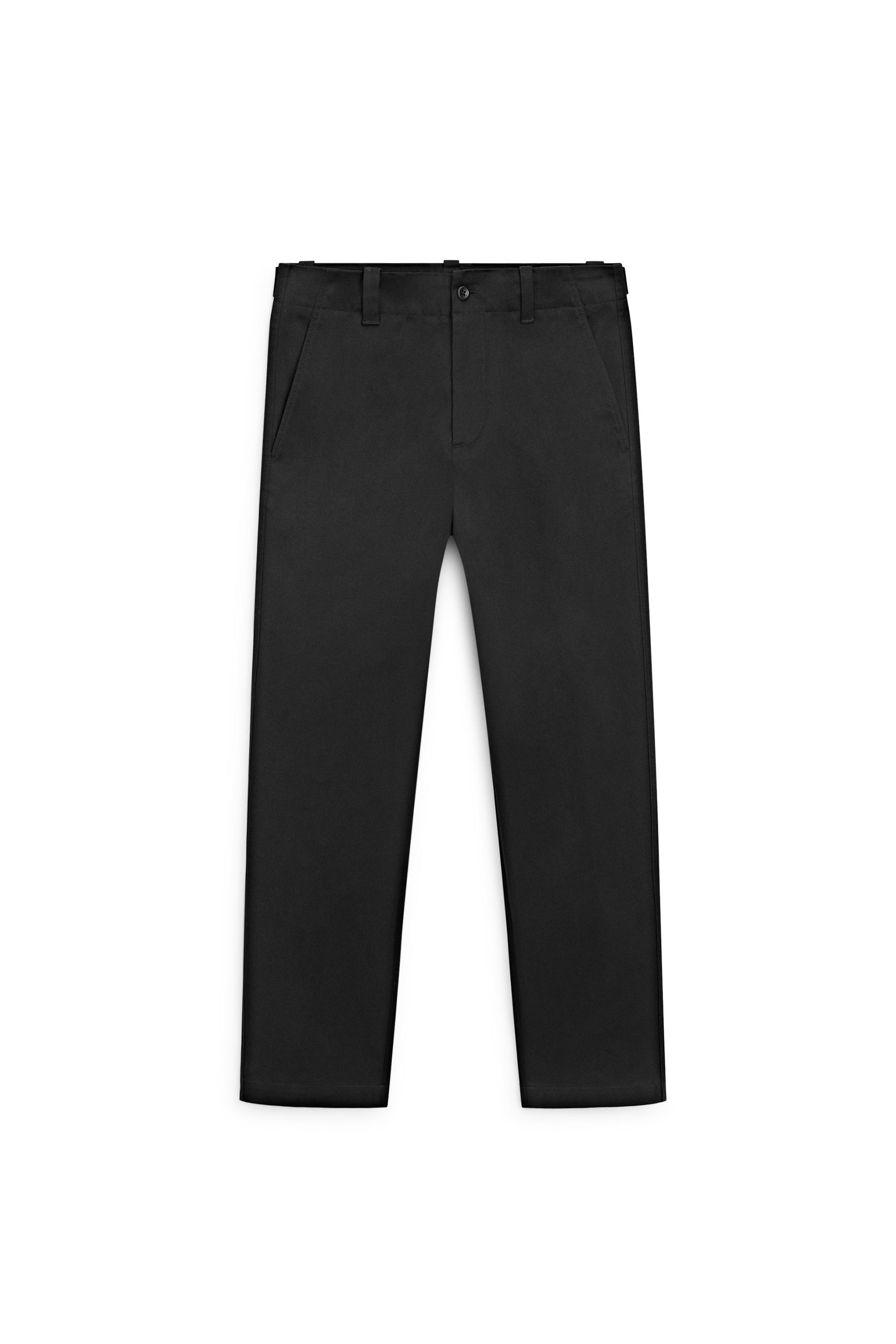 Cotton blend pants with waist detail — BLACK
