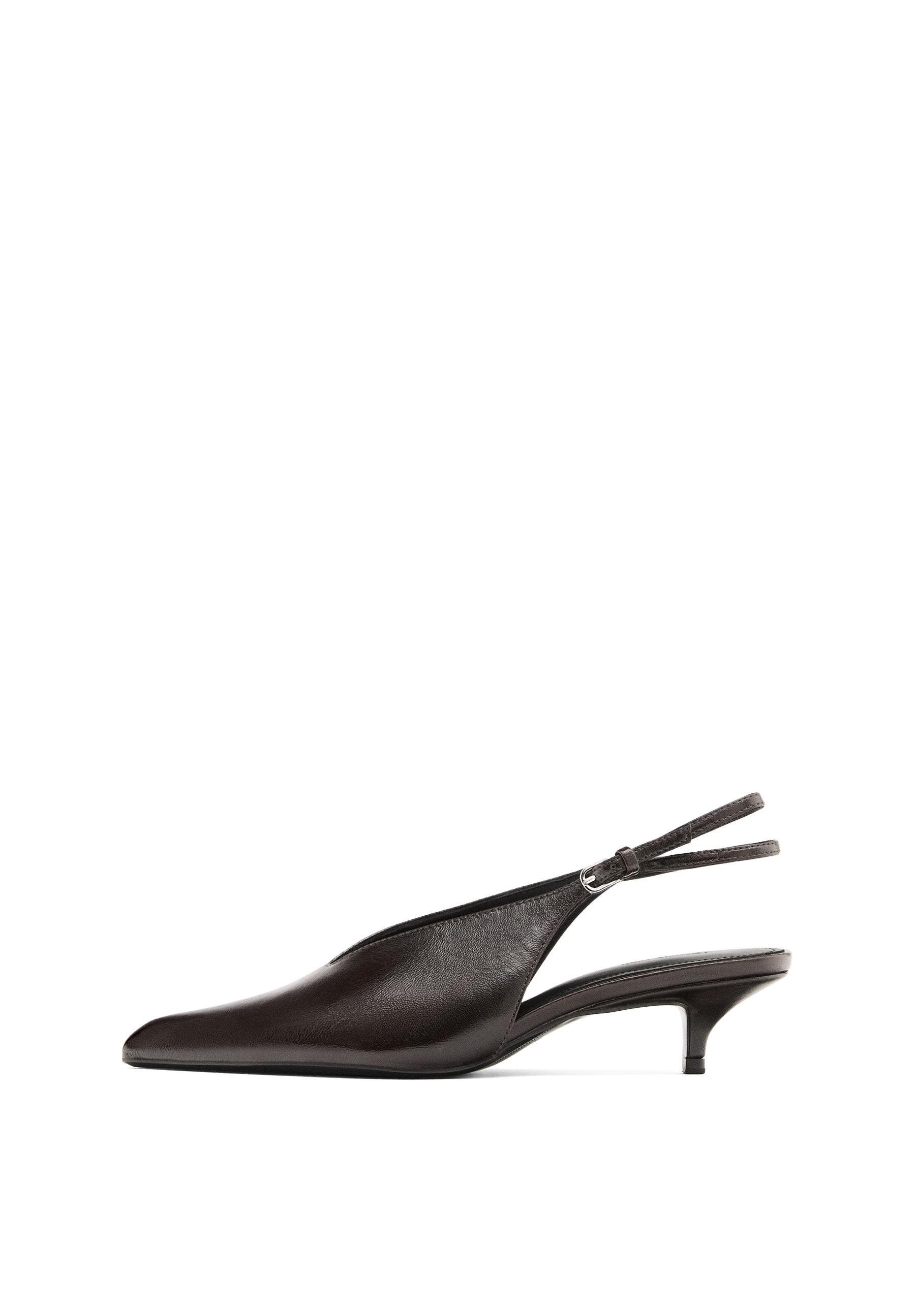 Leather high-heel mules — BROWN