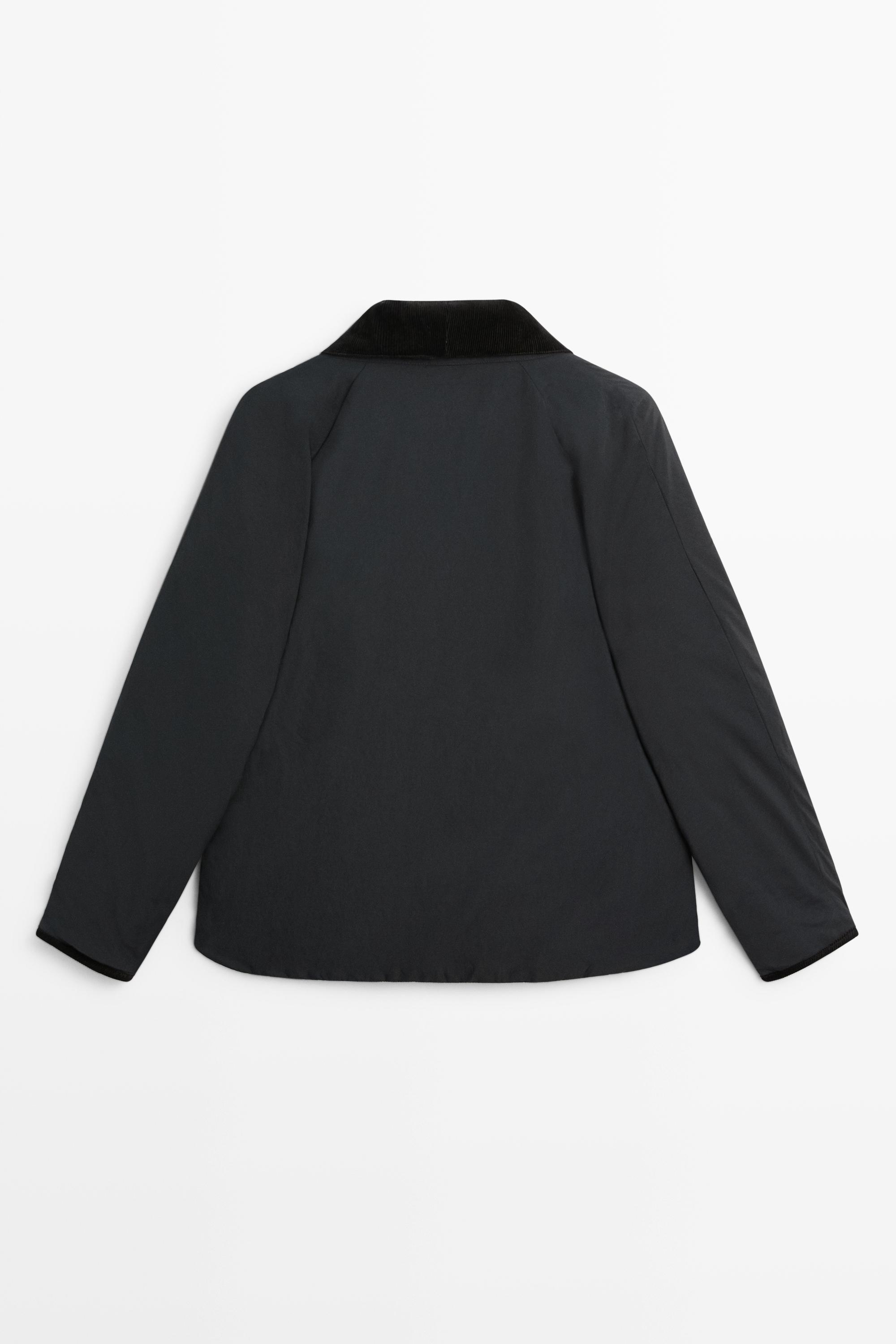 Quilted corduroy-collar parka — NAVY BLUE