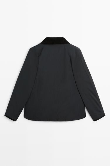 Quilted corduroy-collar parka — NAVY BLUE 6