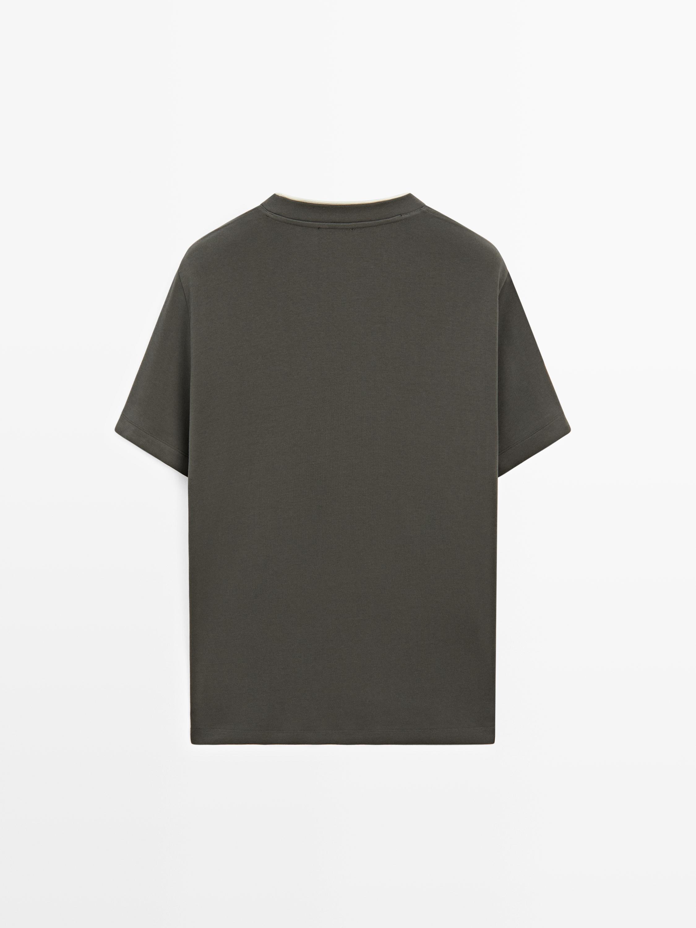 Contrast collar T-shirt, 100% cotton