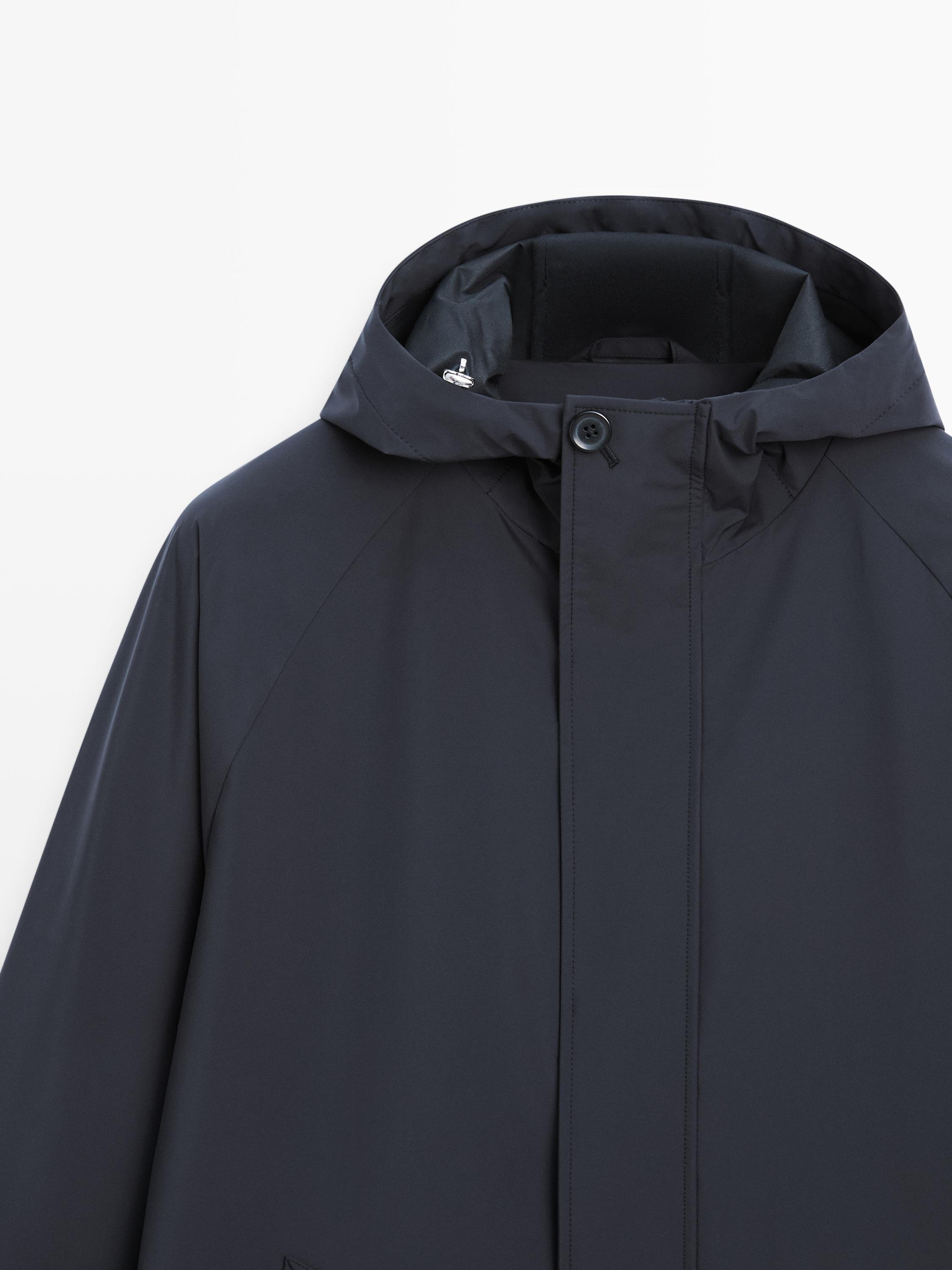 Long hooded parka — NAVY BLUE