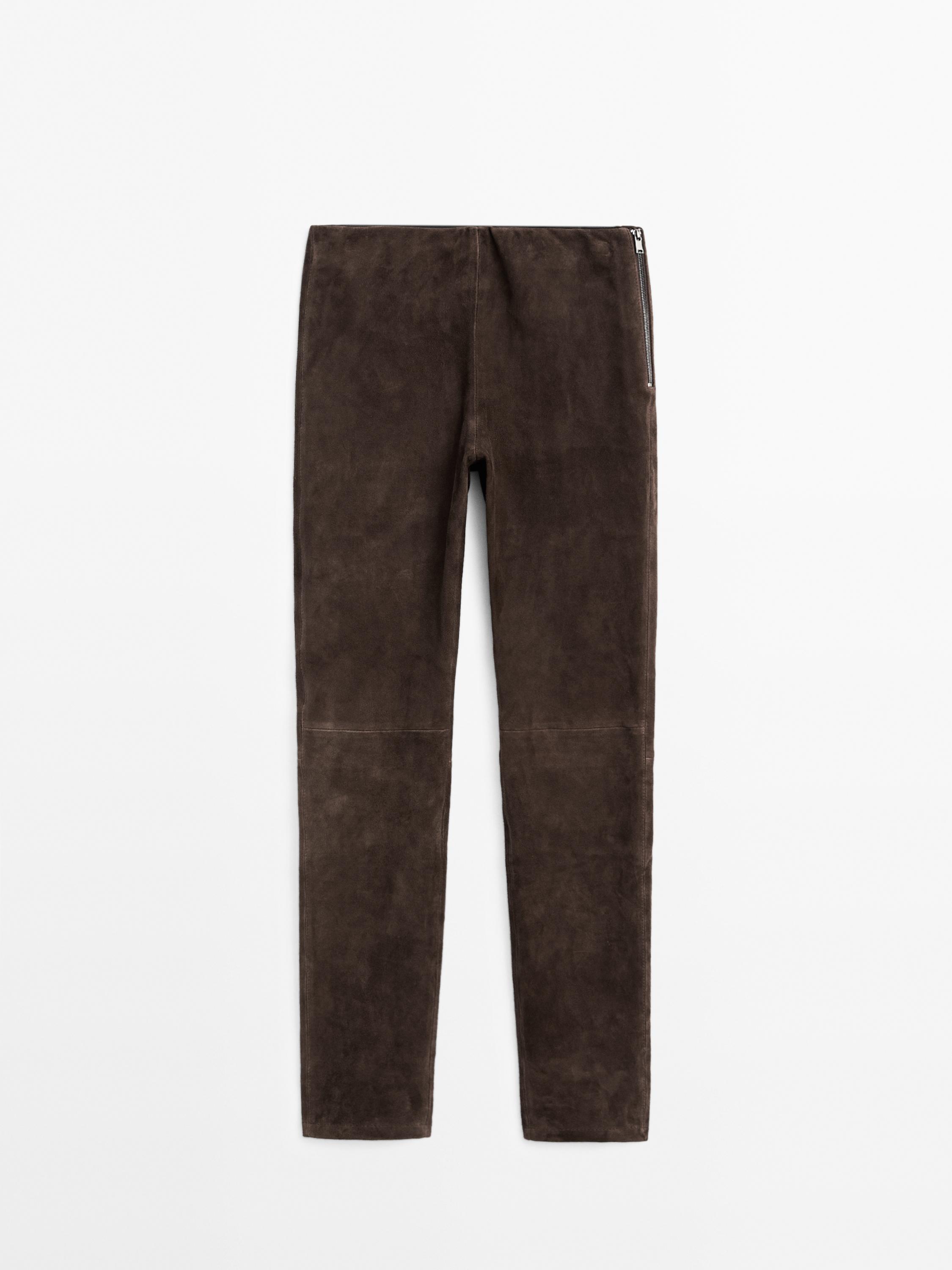 Suede leather leggings · Brown · Skirts | Massimo Dutti
