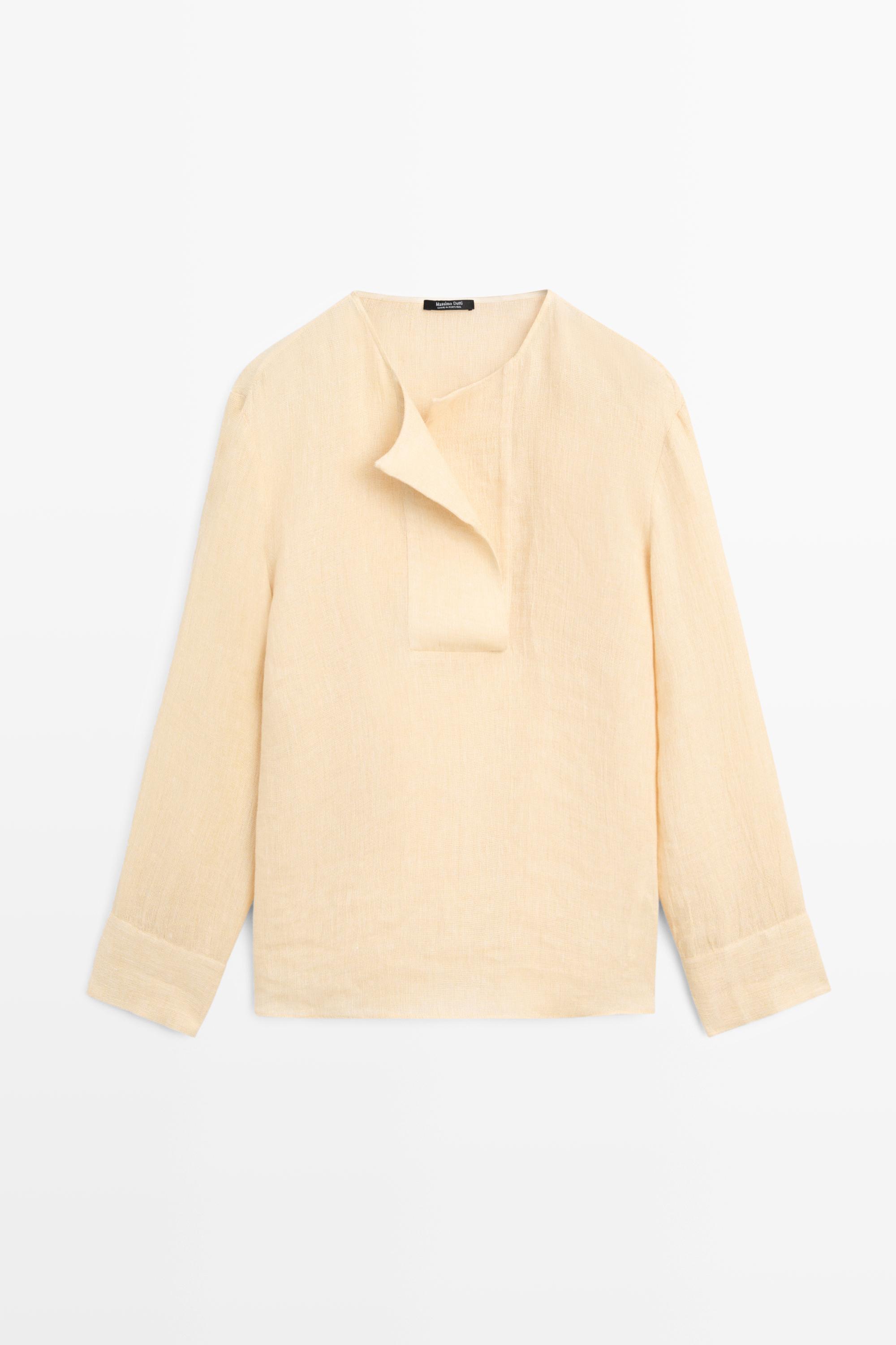 Lepršava bluza od lana s poprsnicom