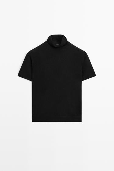 Wool blend turtleneck knit sweater — BLACK 2