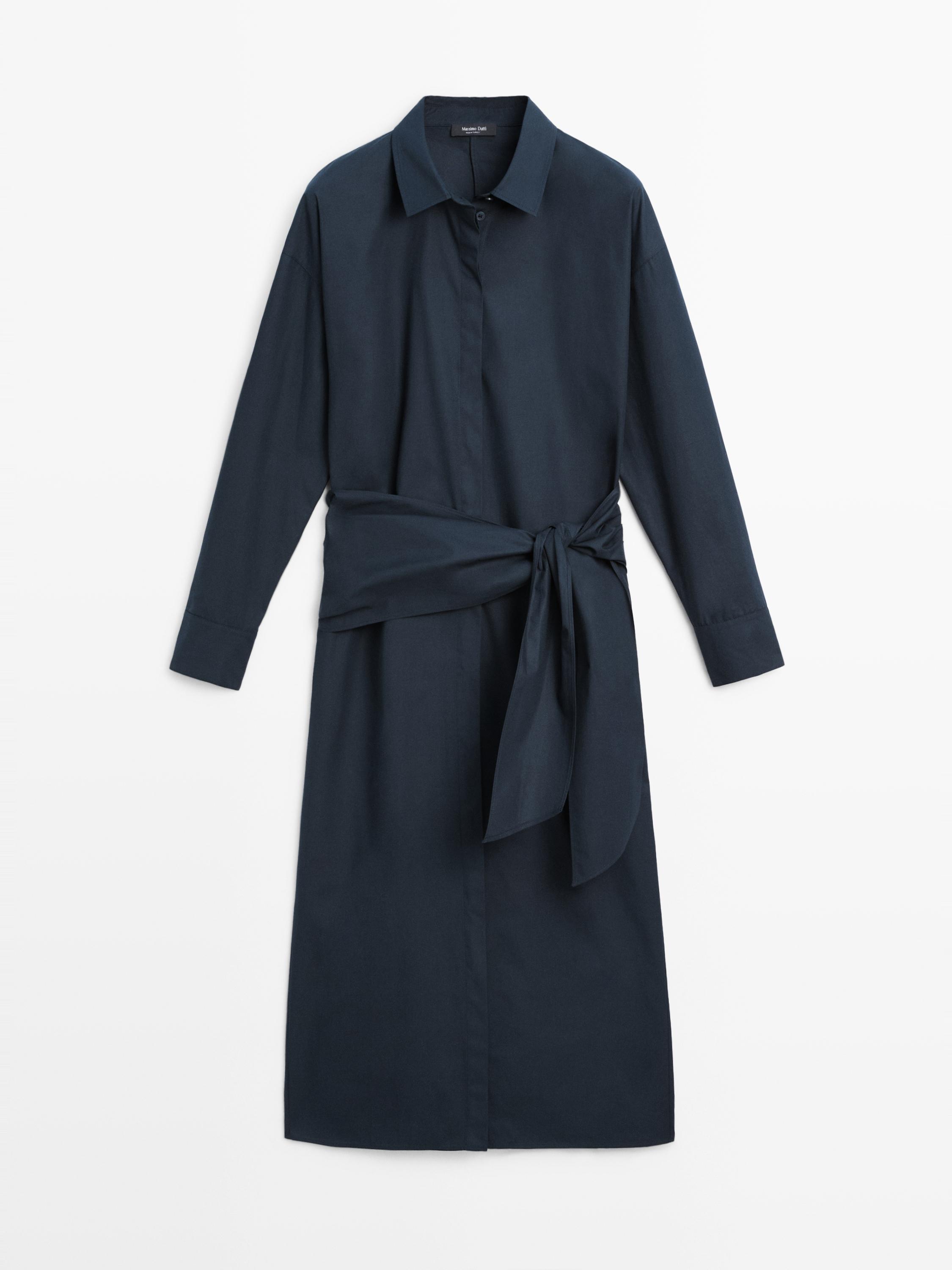 Halflange shirtdress met sjaaldetail