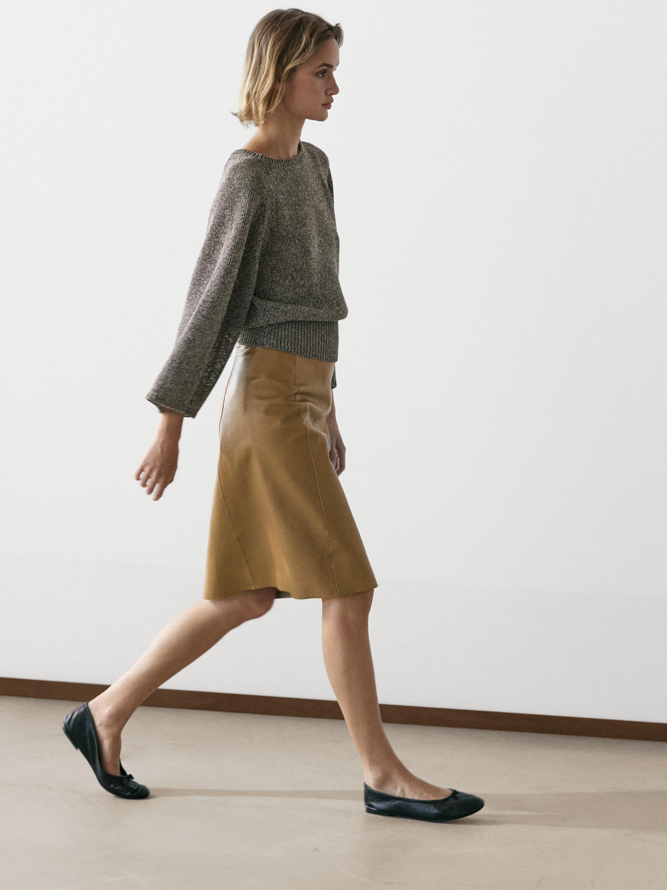 Cotton blend heathered knit sweater — MEDIUM GREY