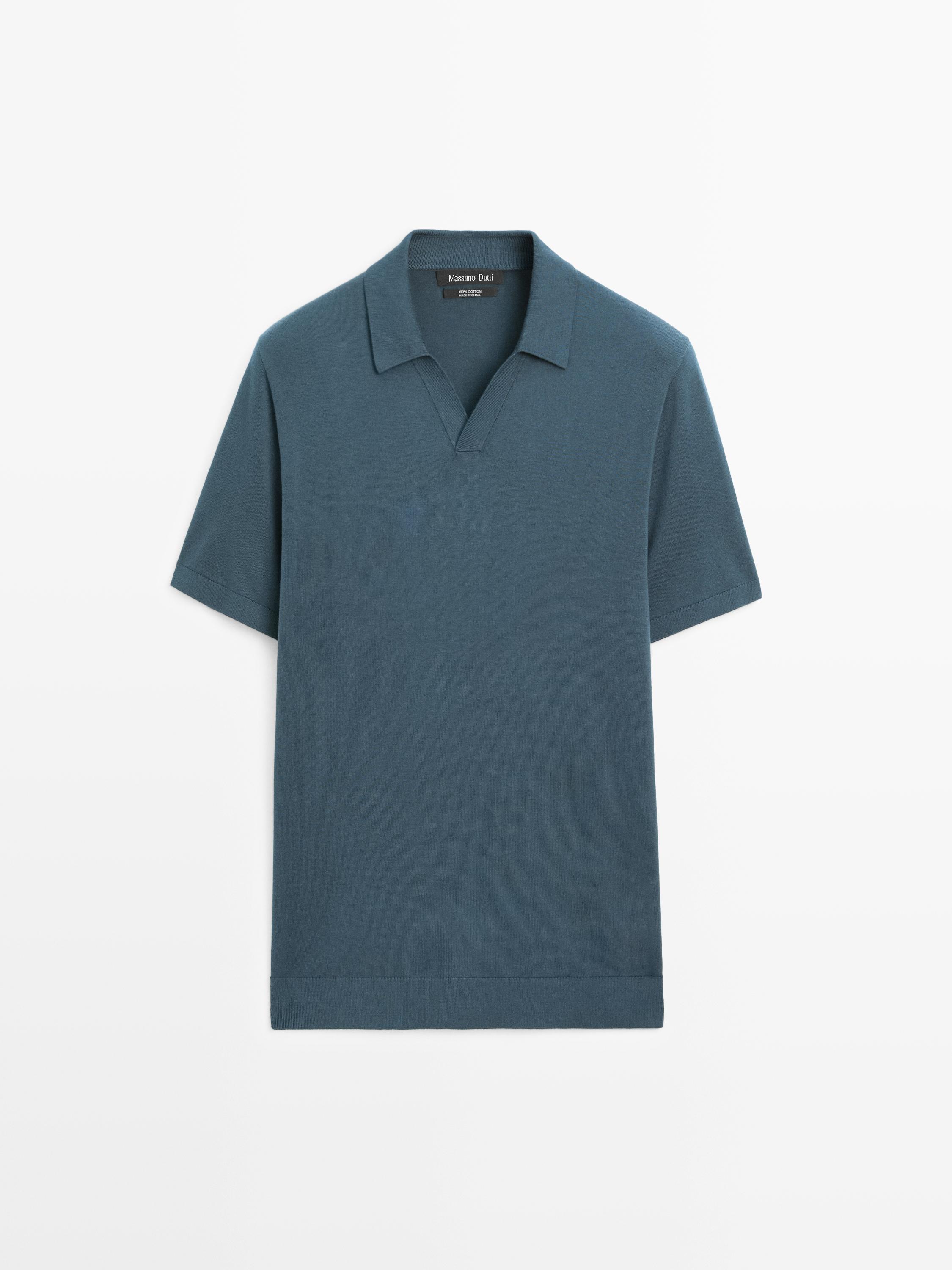 Short sleeve cotton knit polo shirt