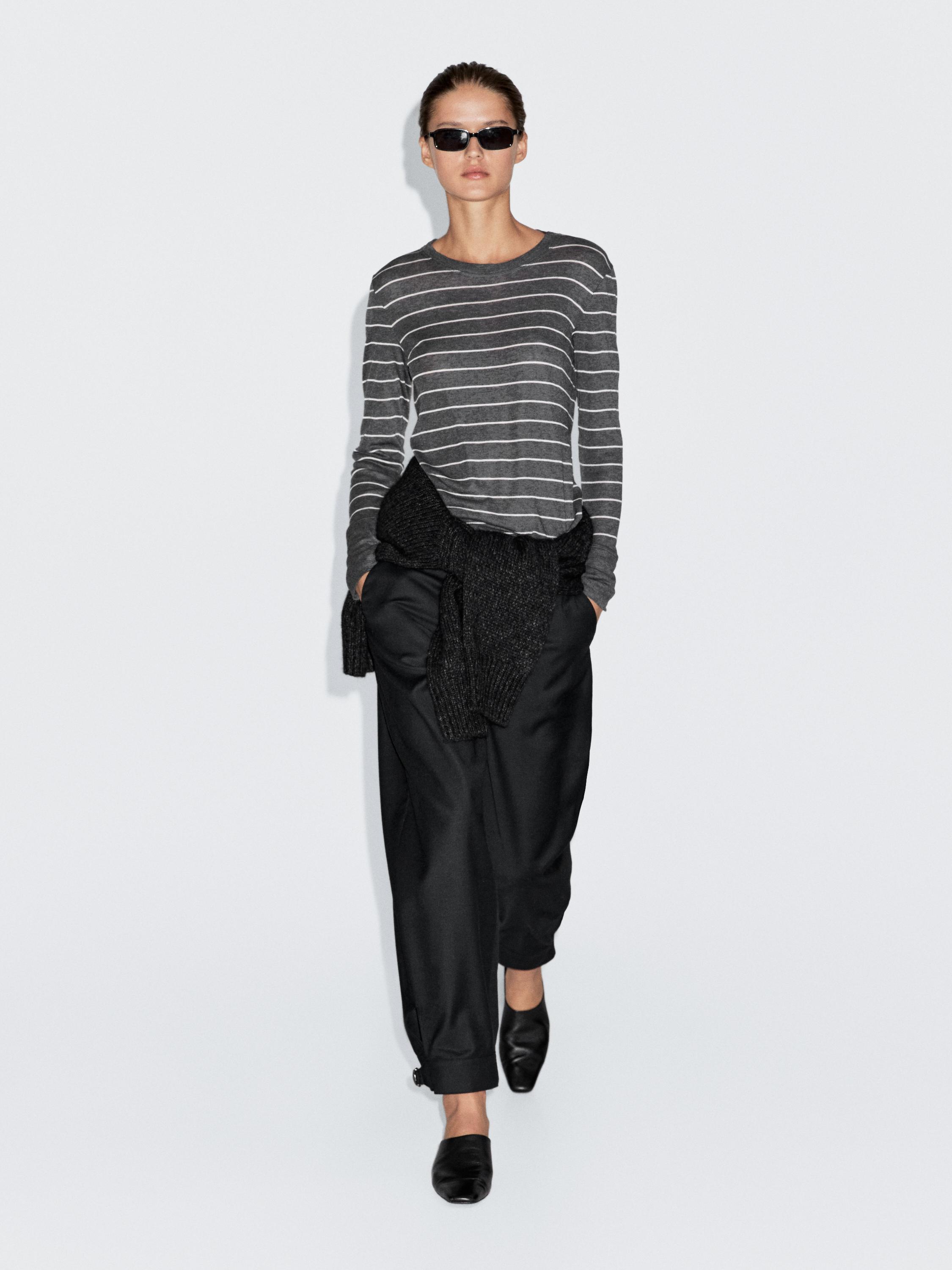 Lightweight striped long sleeve T-shirt