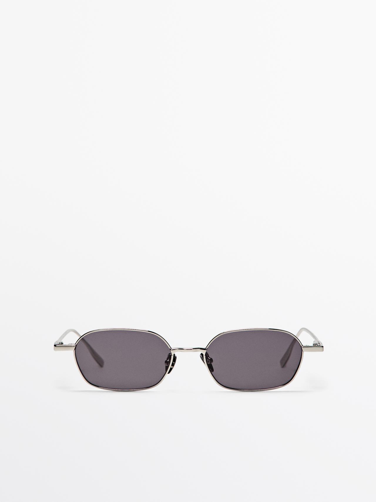 Lunettes De Soleil Métalliques Hexagonales - Noir - 01 - Massimo Dutti - Femme