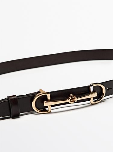 Equestrian nappa leather belt — BROWN 2