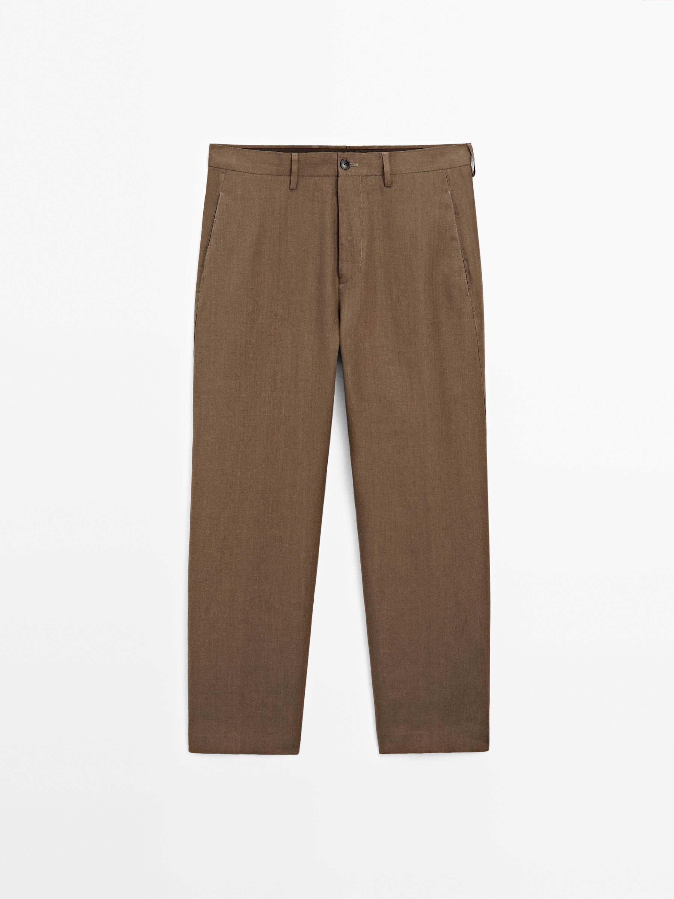 100 Linen Suit Trousers Ochre Dressy Massimo Dutti 100-linen-suit-trousers-ochre-dressy-massimo-dutti