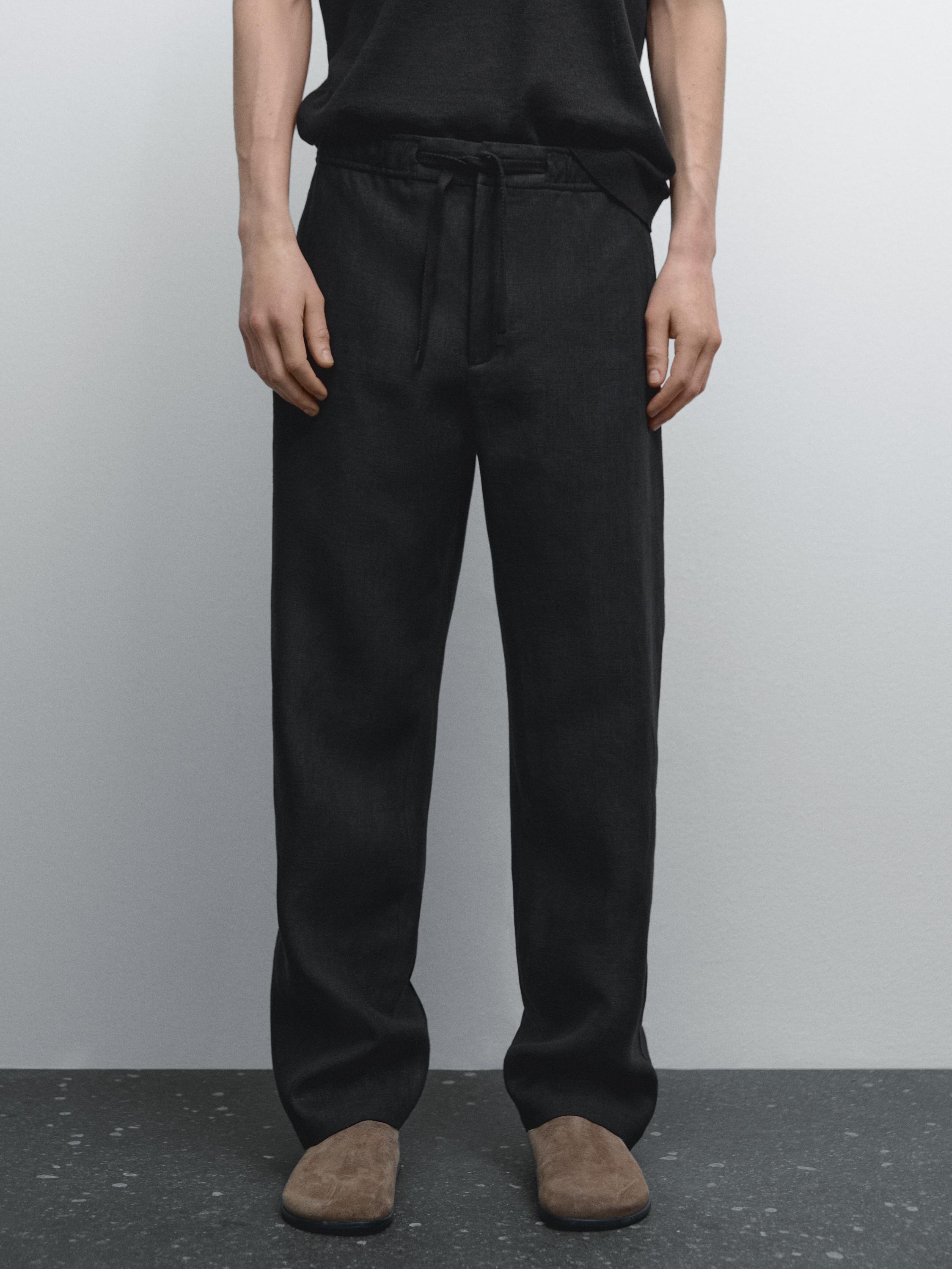 100% linen jogger trousers