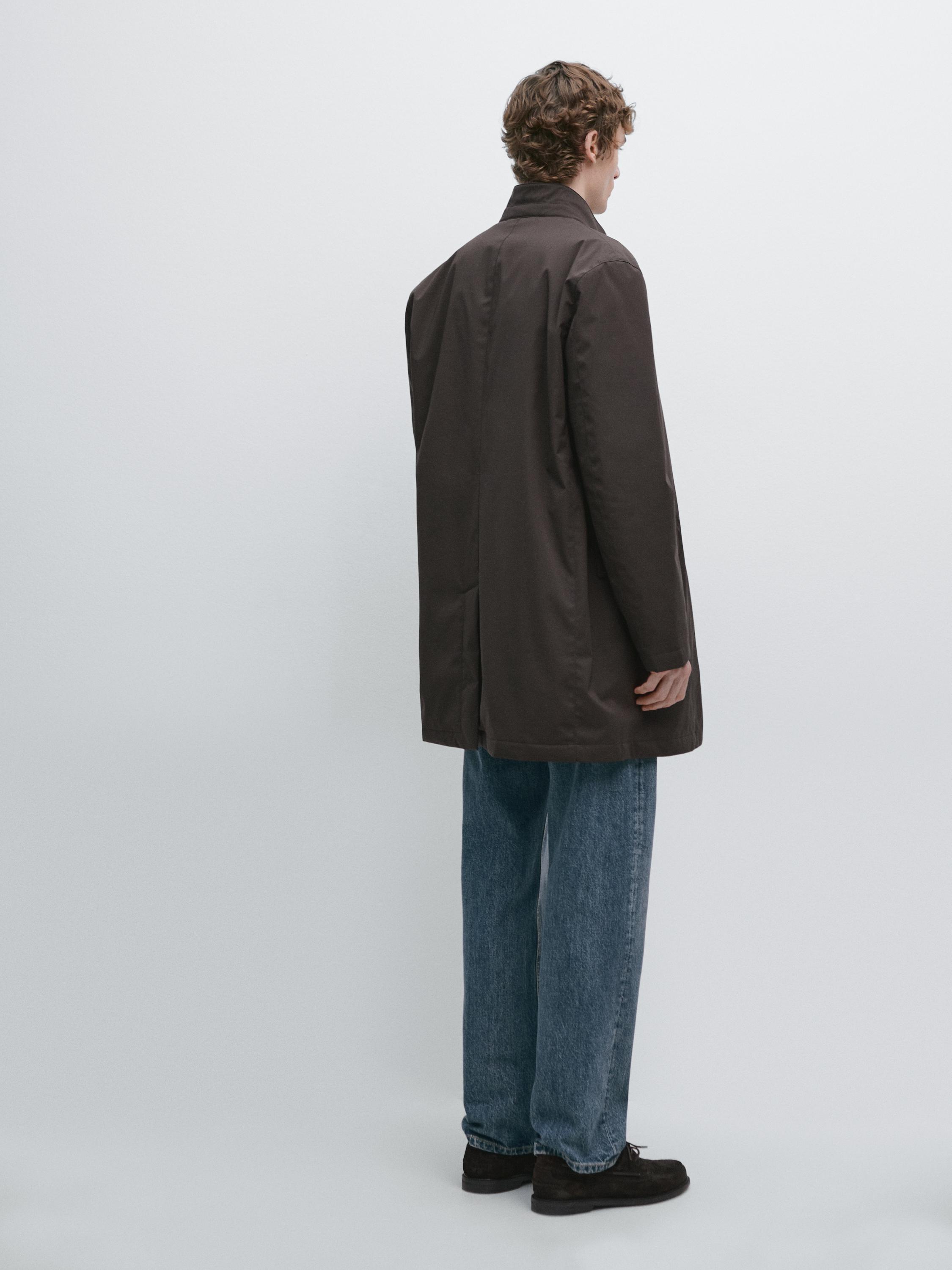 Water-repellent puffer jacket — Chocolate