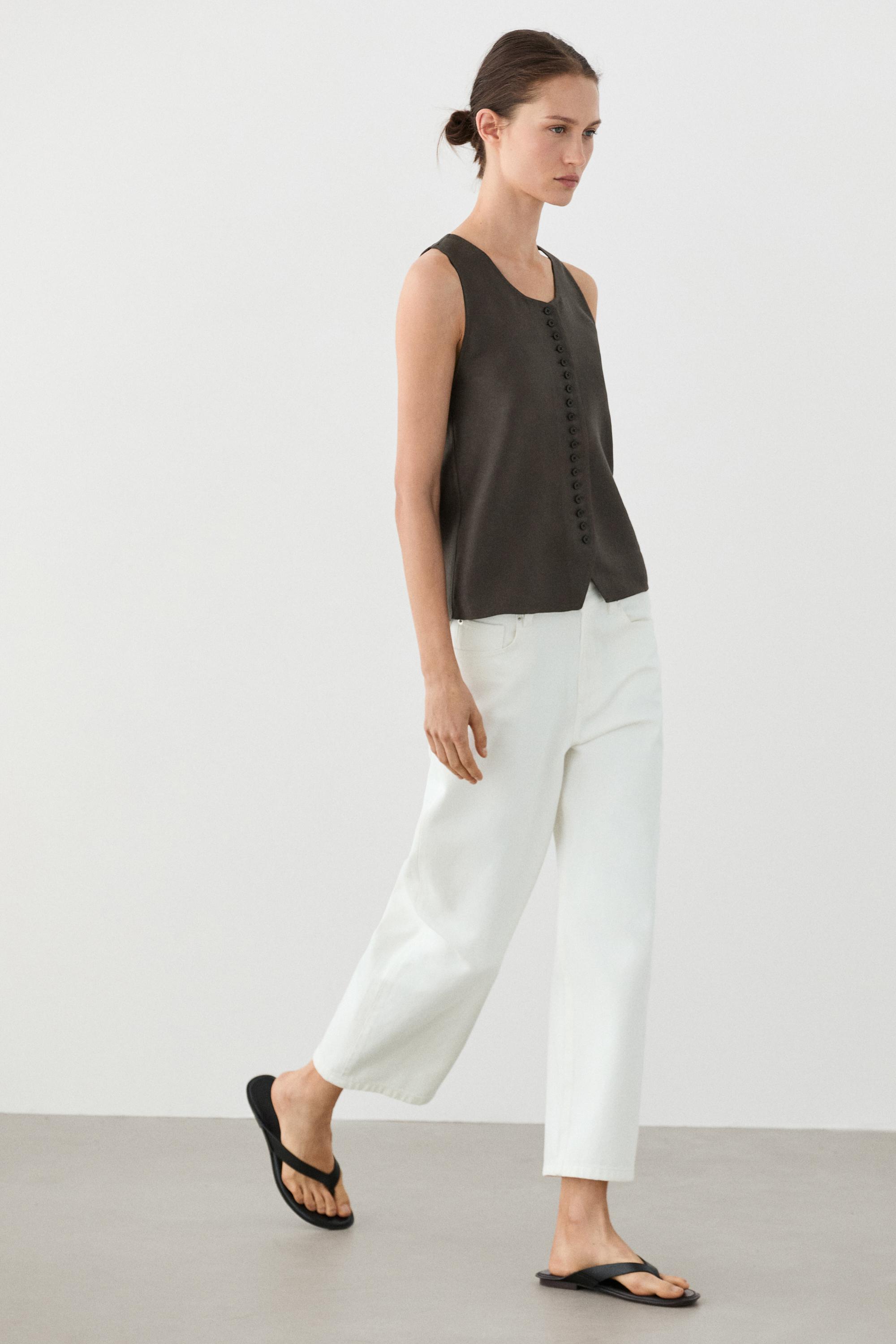 100% linen vest — BROWN MARL