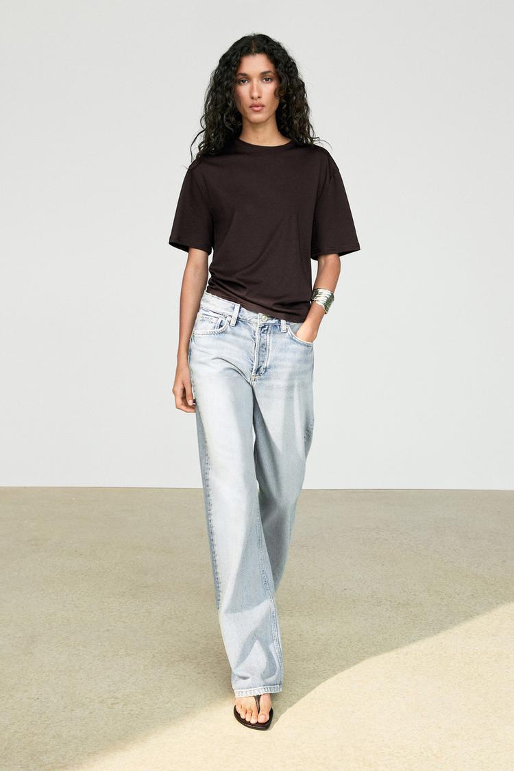 Oversize 100% cotton short sleeve T-shirt — BROWN
