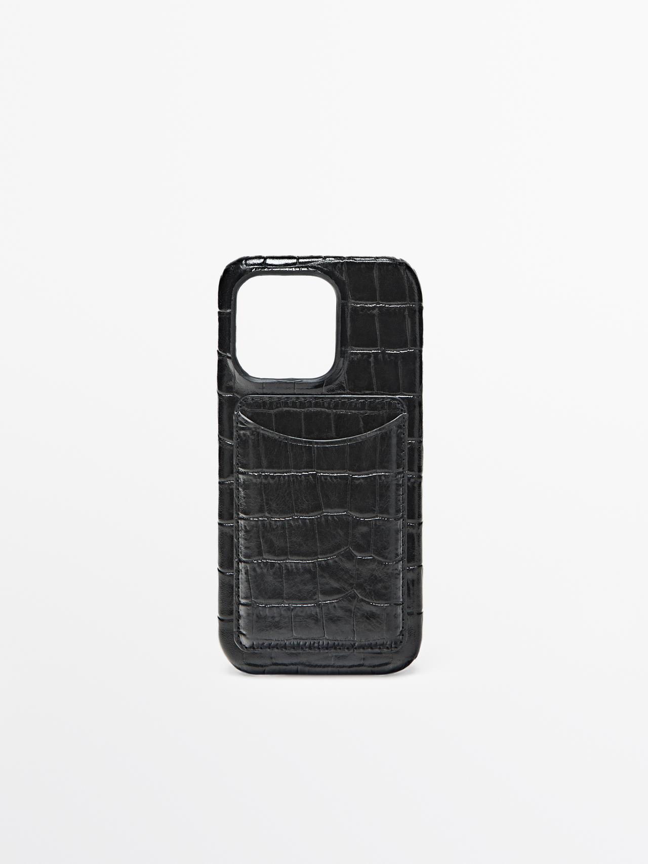 Funda Iphone Pro 16 Piel Napa - Negro - 01 - Massimo Dutti - Mujer