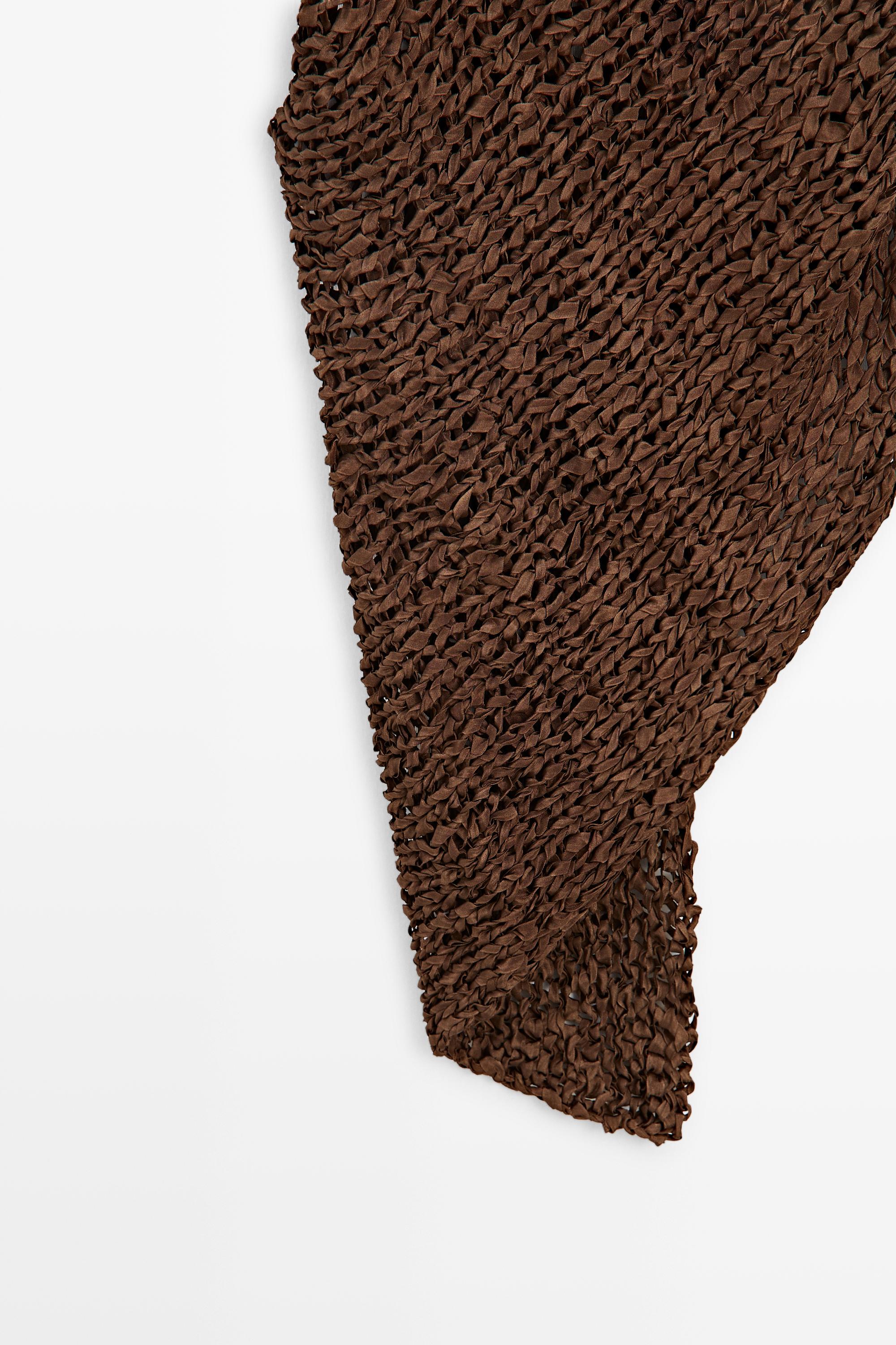 Open-knit asymmetric top - STUDIO — BROWN
