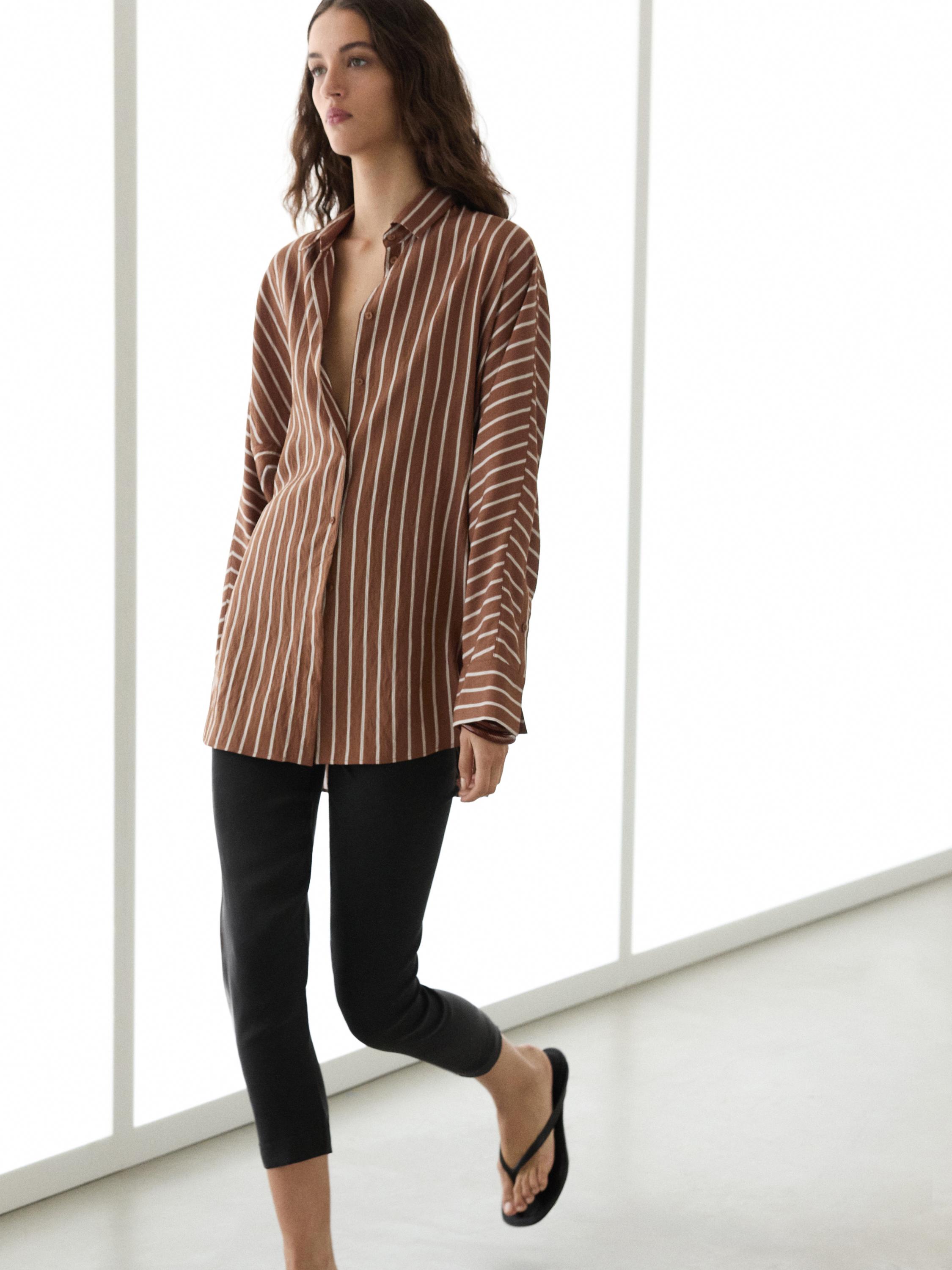 Chemisier fluide rayé manches chauve-souris