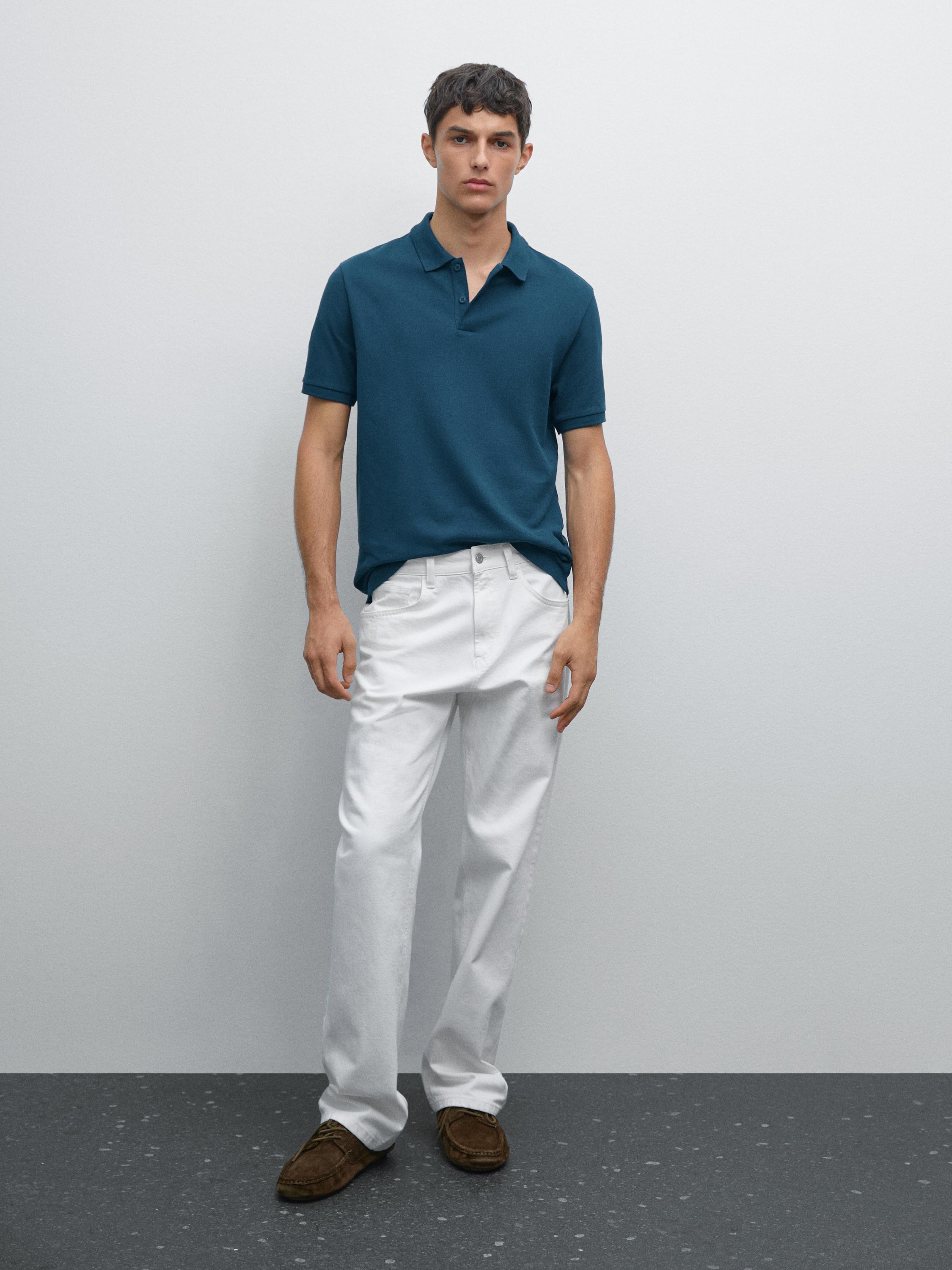 Micro textured piqué cotton polo shirt