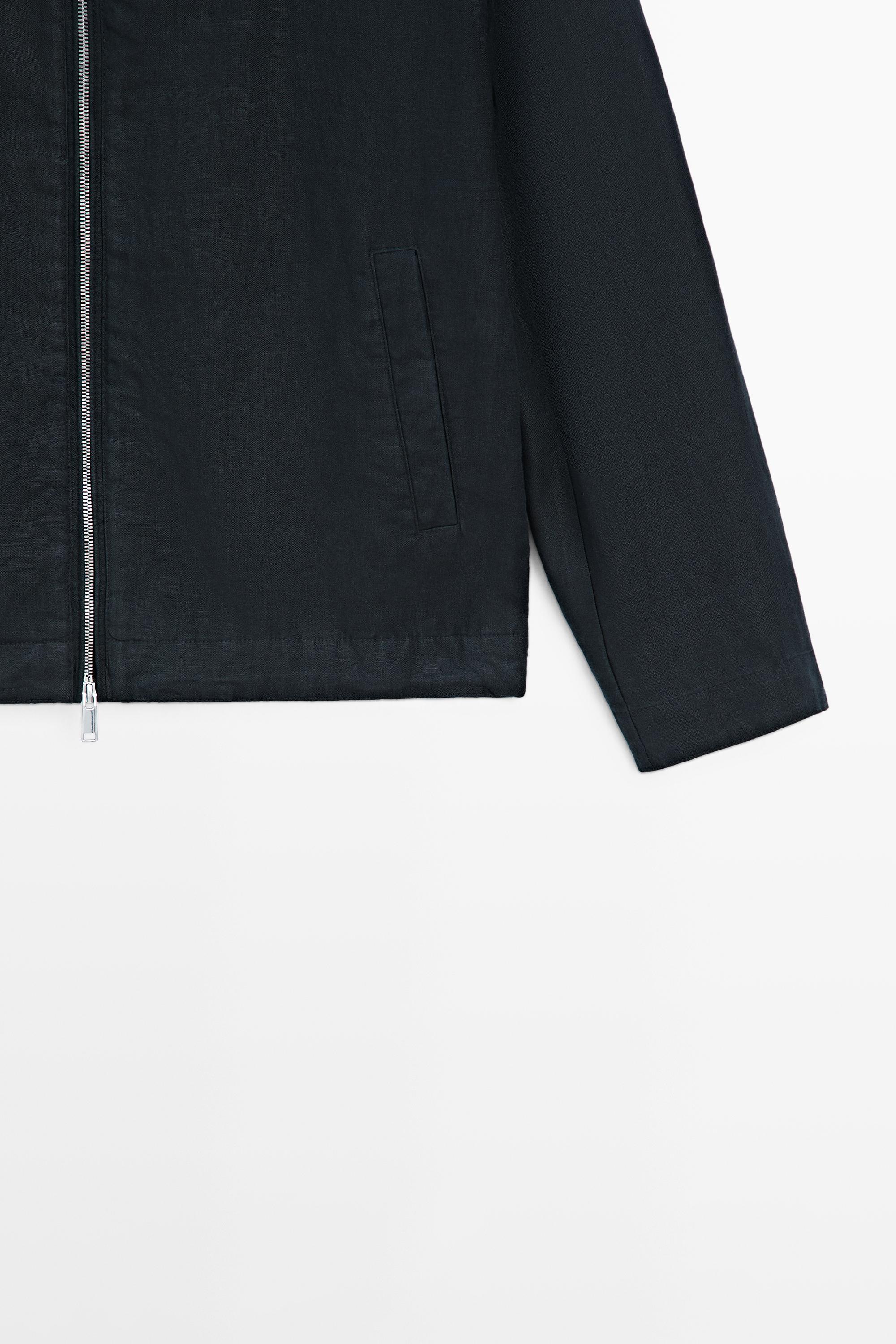 Linen bomber jacket — NAVY BLUE