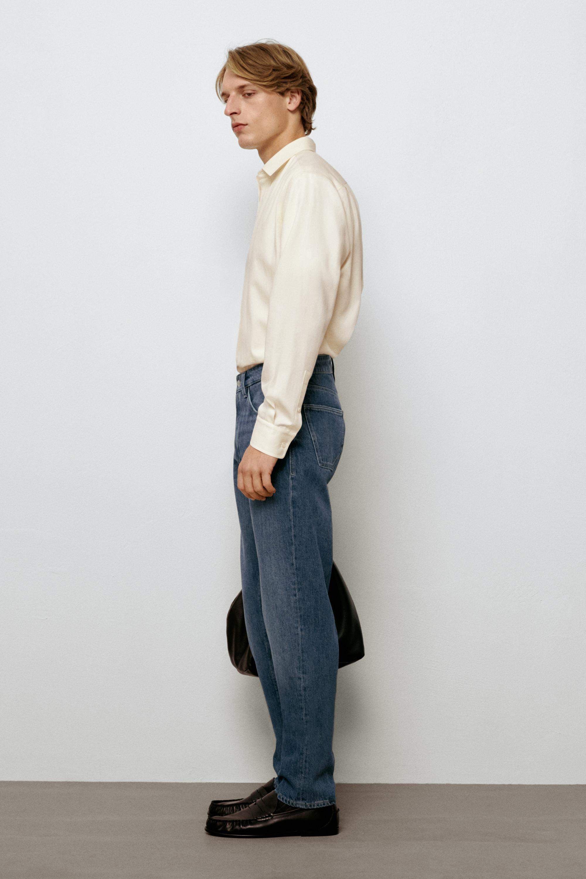 Enzymatic tapered fit jeans — INDIGO