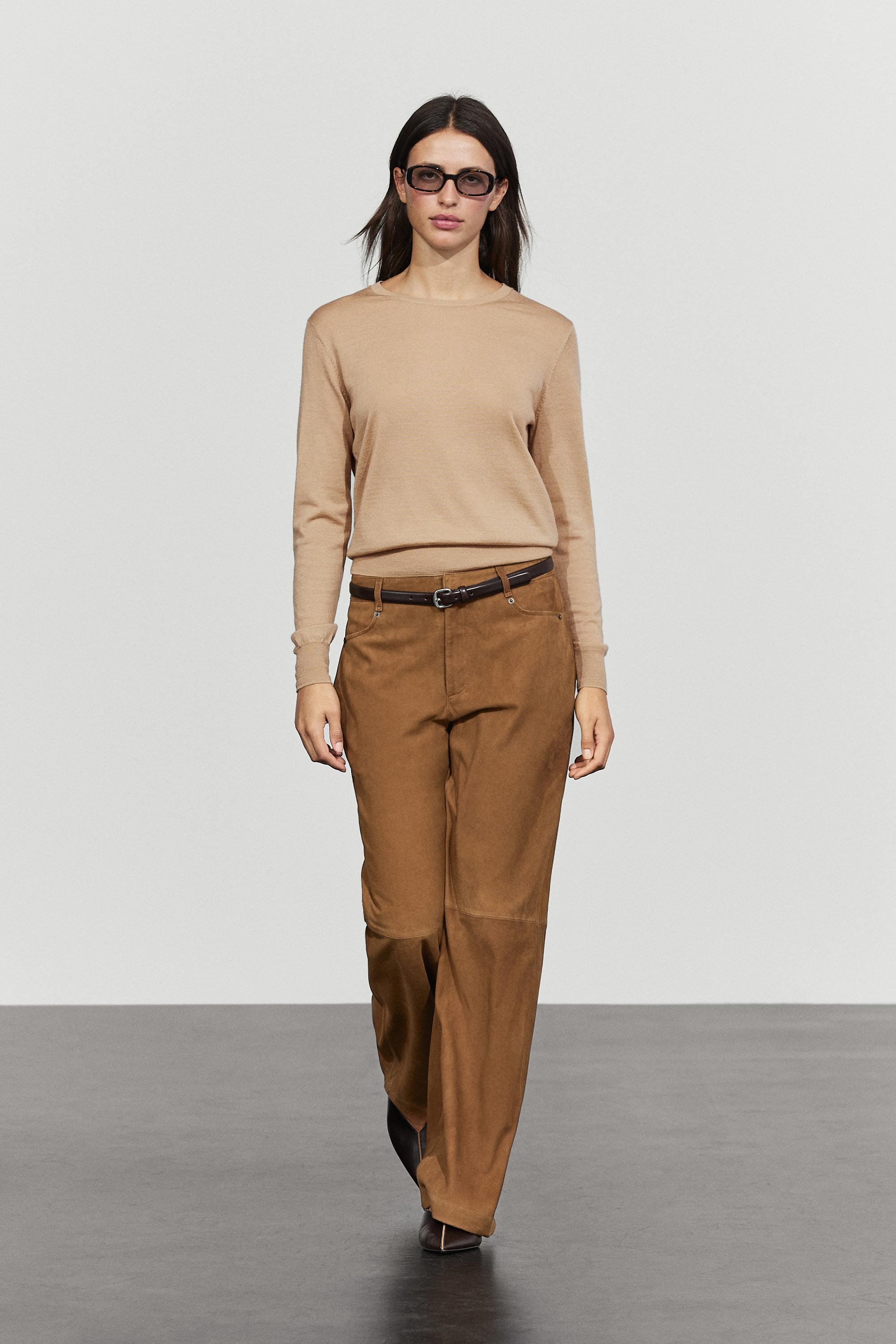 Suede leather pants