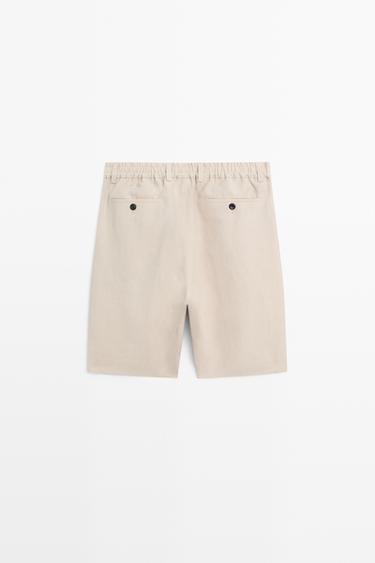 100% linen short Bermuda shorts — BEIGE 6