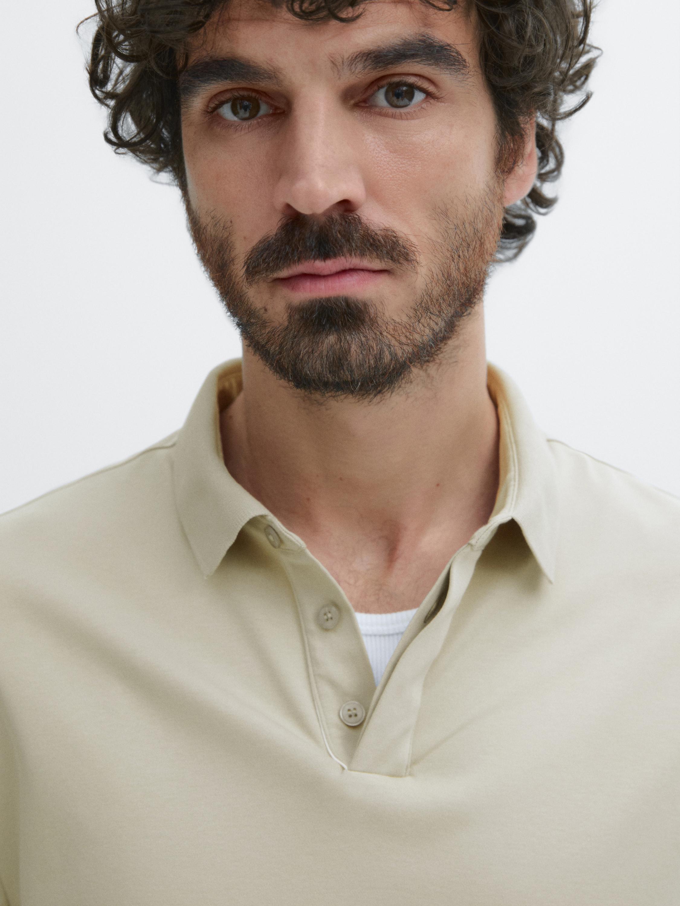 Cotton blend short sleeve polo shirt