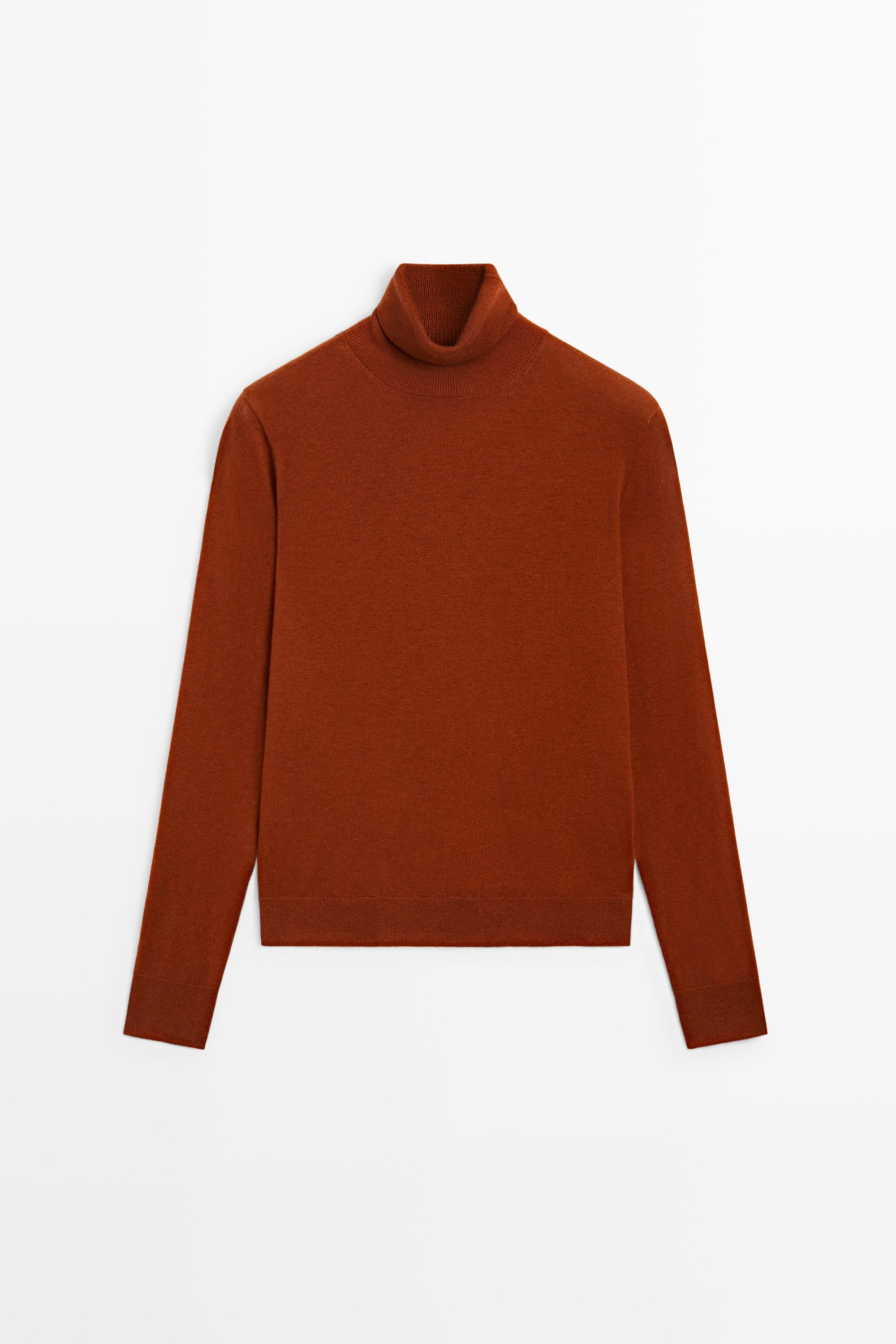 Wool-blend turtleneck knit sweater