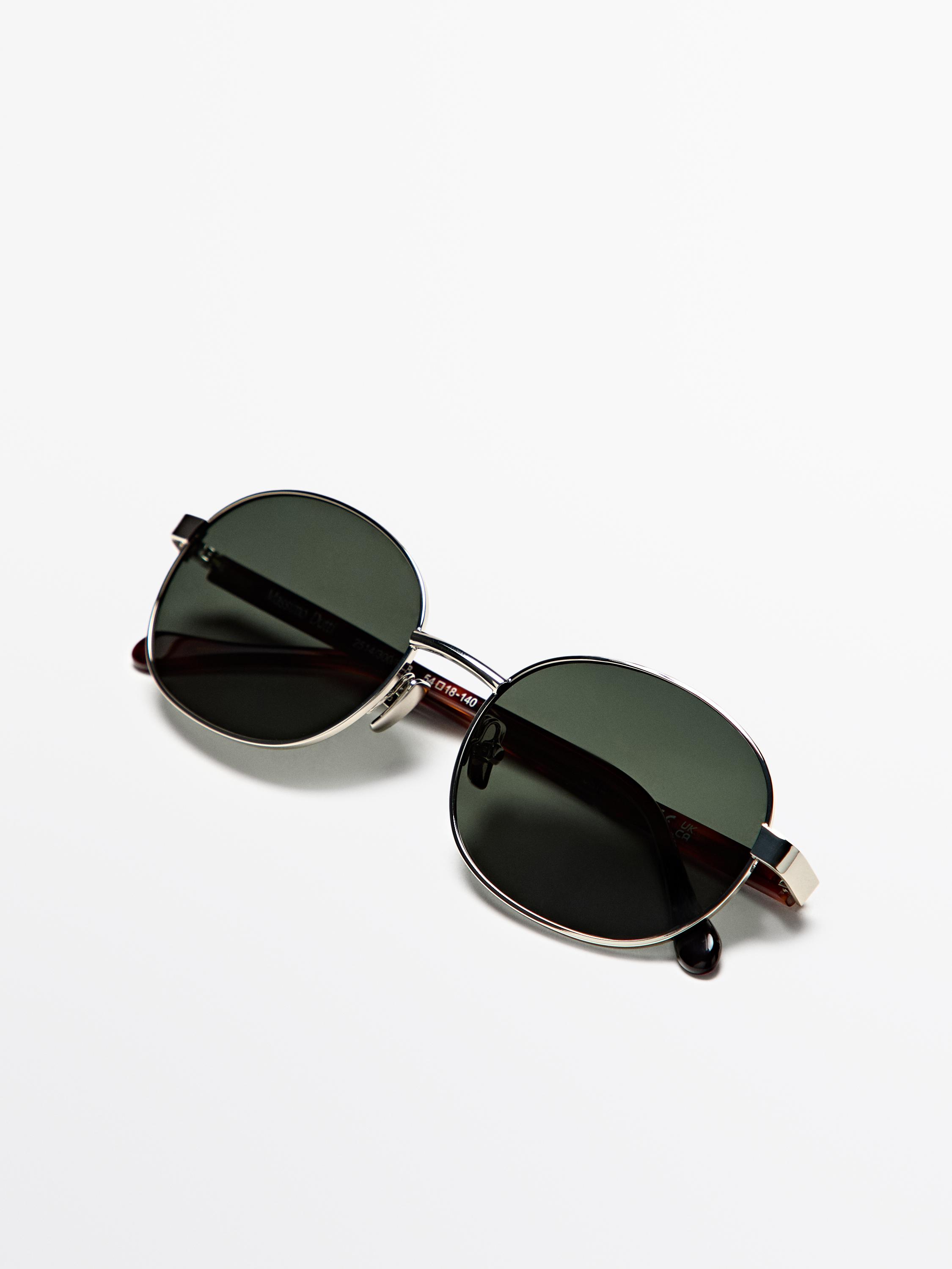 Round metal sunglasses - tortoiseshell effect — SILVER