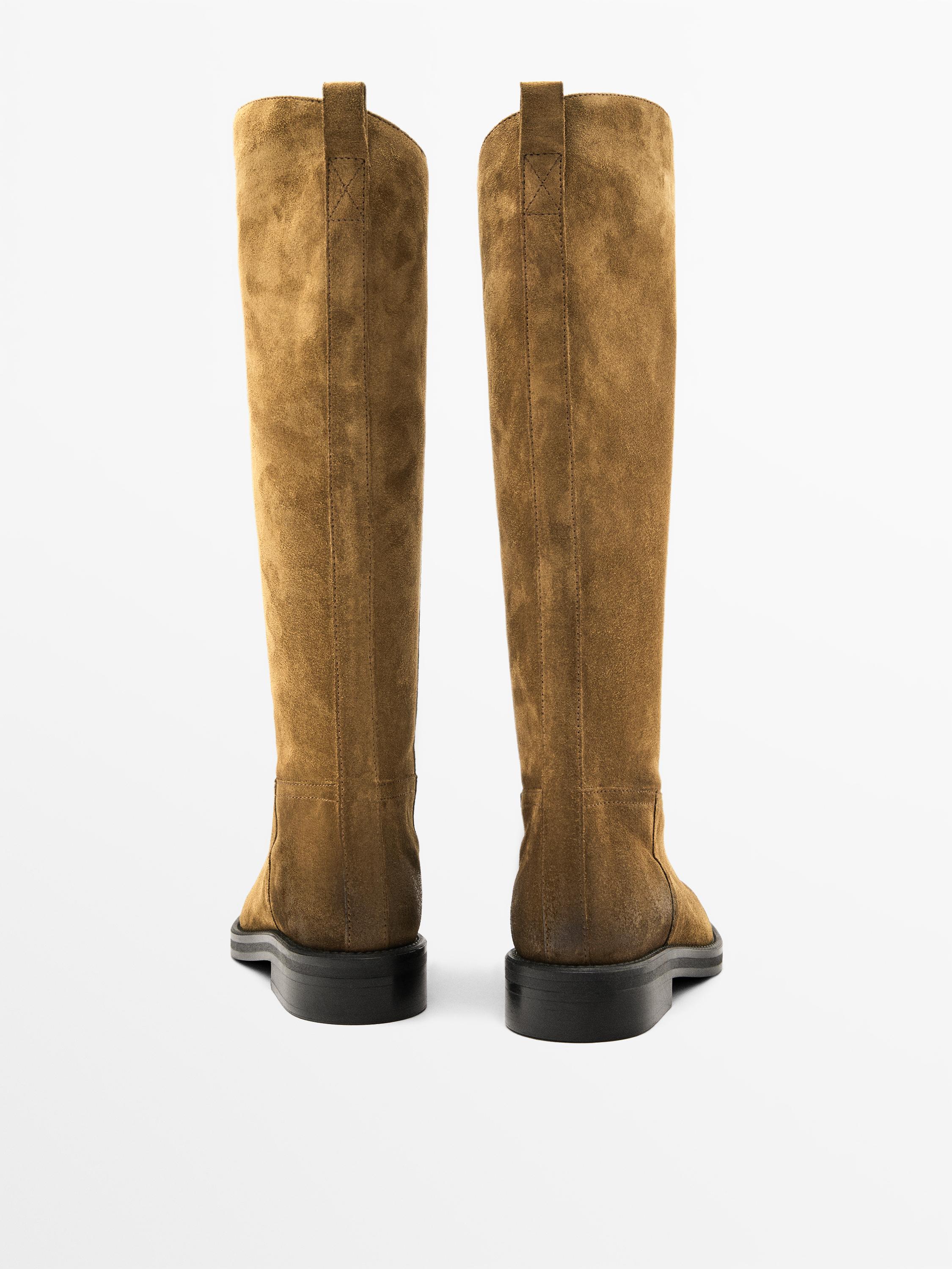 Kozaki jeździeckie z impregnowanej dwoiny zamszowej