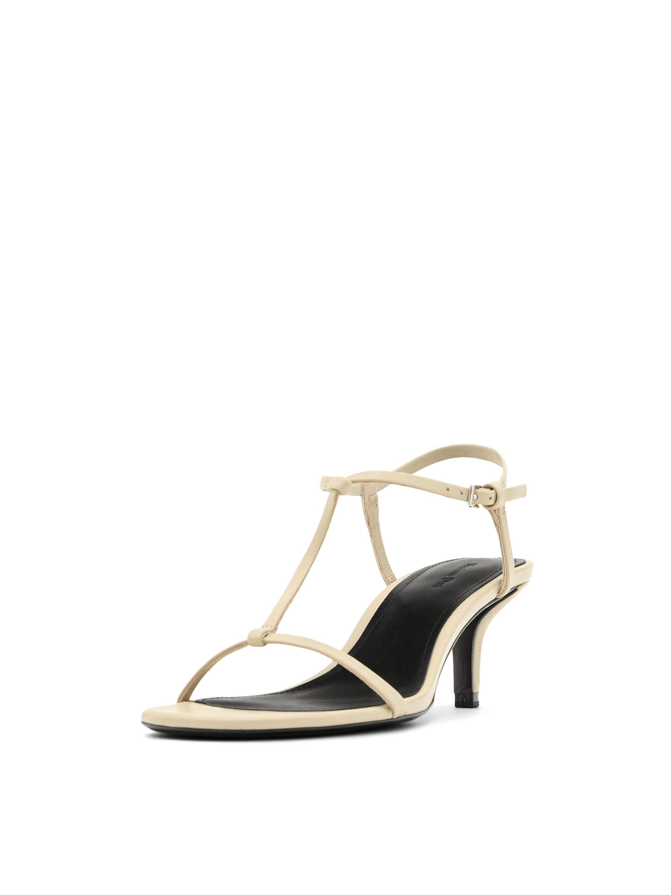 Strappy mid-heel sandals — CREAM