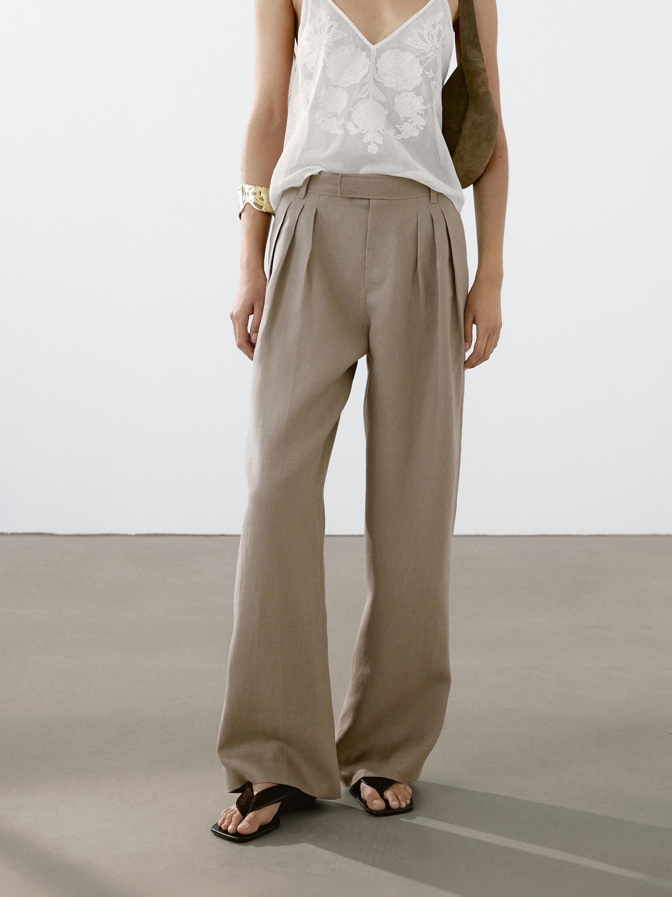 Pantalón triple pinza 100% lino
