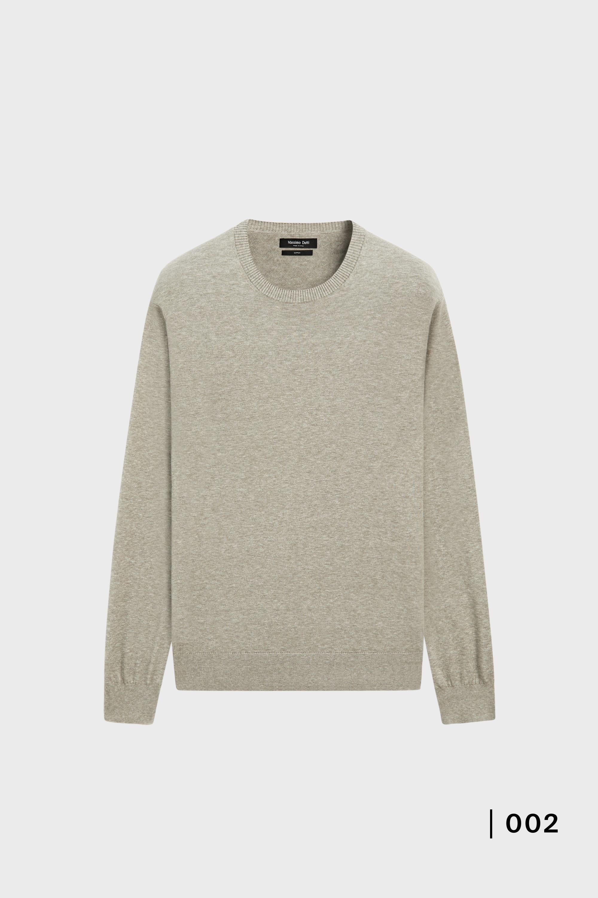 Knit 100% cotton crew neck sweater — Greyish green