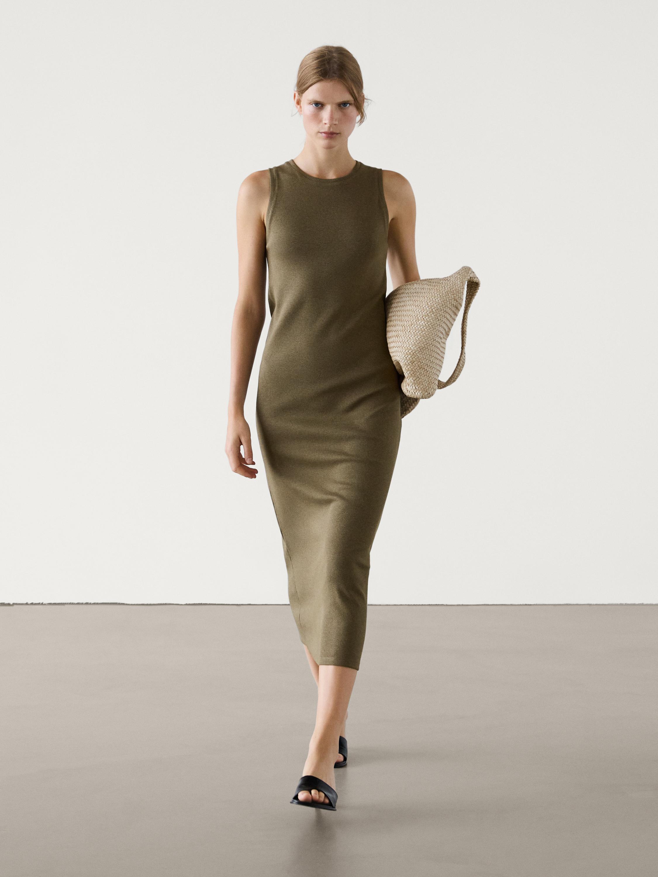 Trendy Green Dresses for Women Massimo Dutti