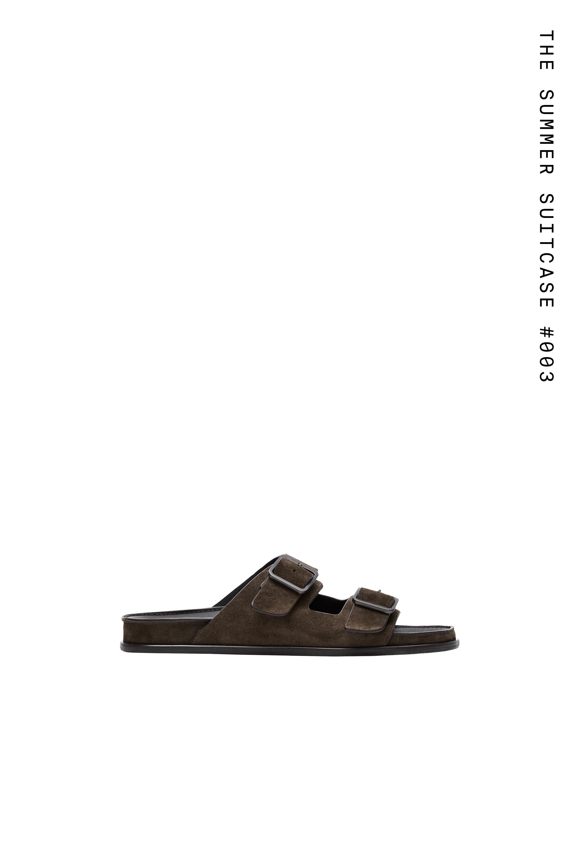 Buckled split leather sandals — OCHRE