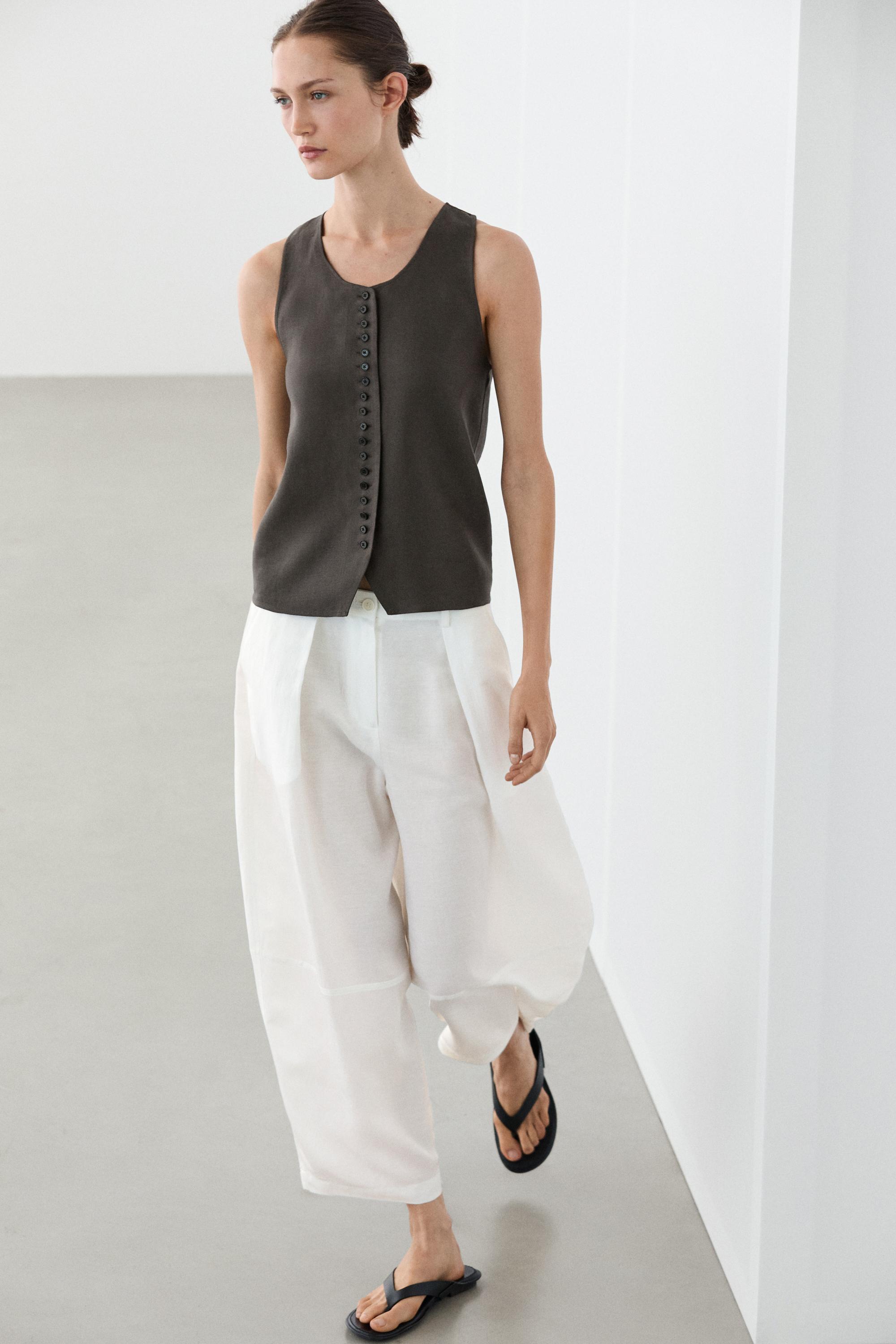 Linen blend palazzo trousers — Off white