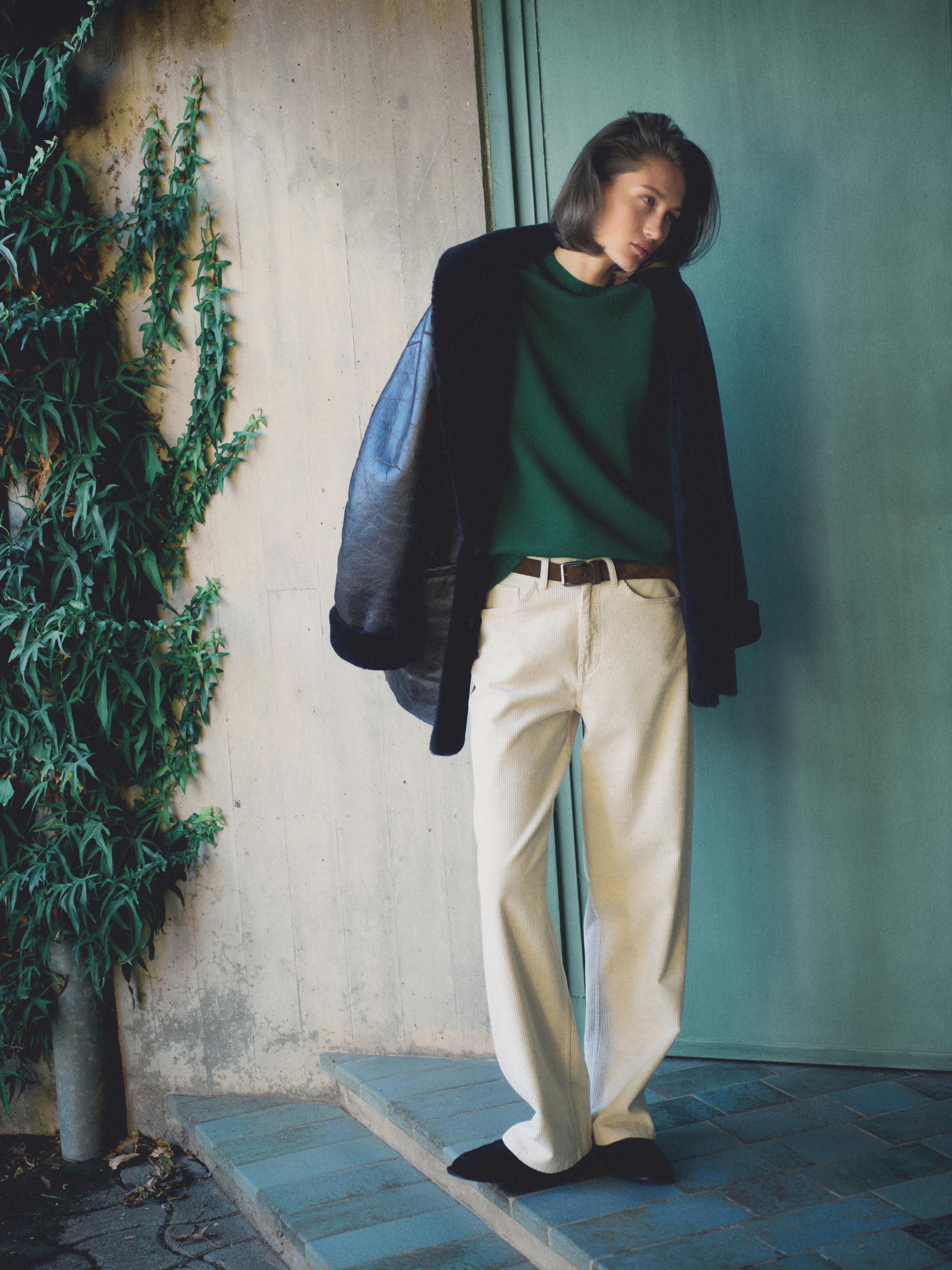 Wool blend crew neck sweater