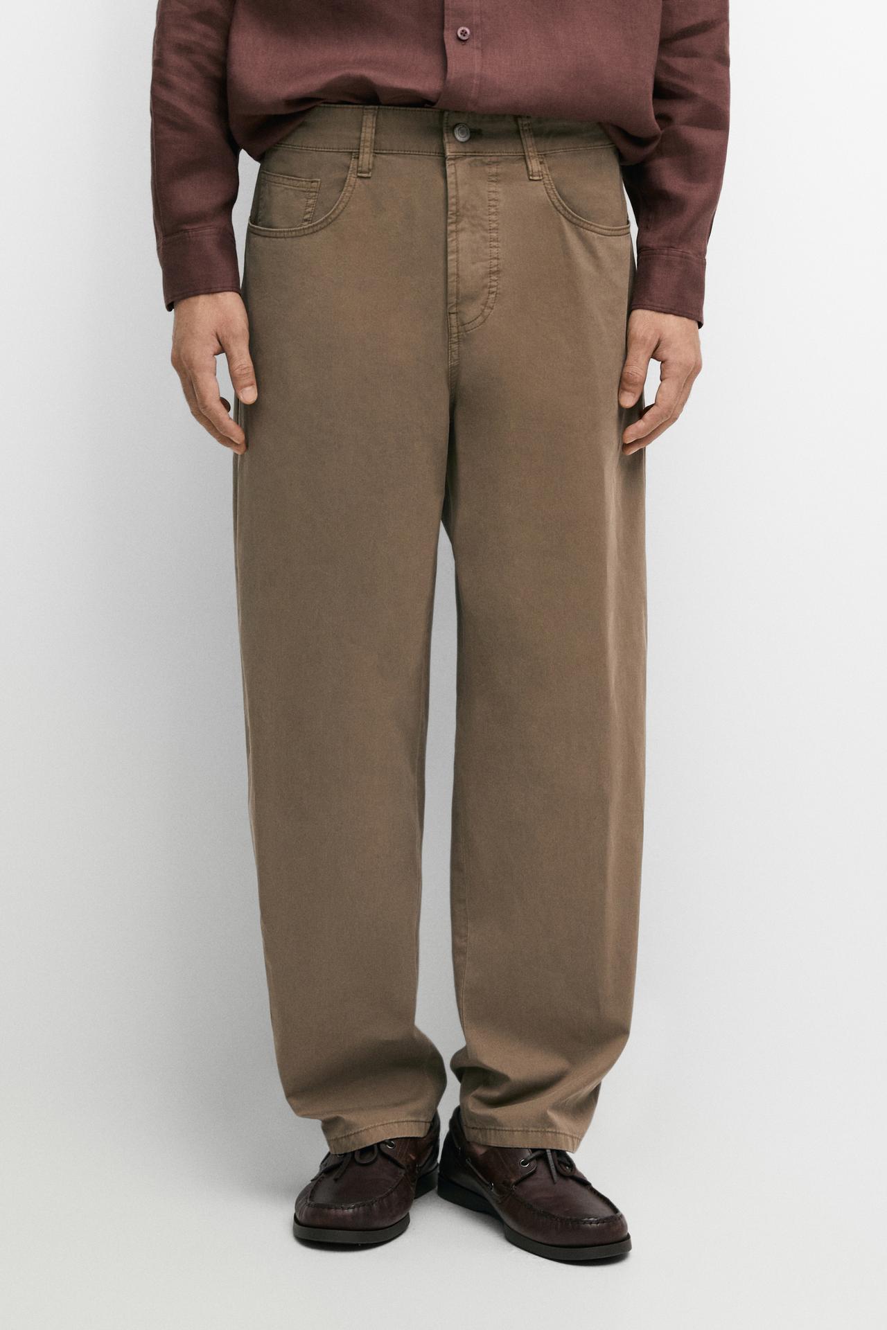Barrel fit poplin denim-effect pants — OCHRE