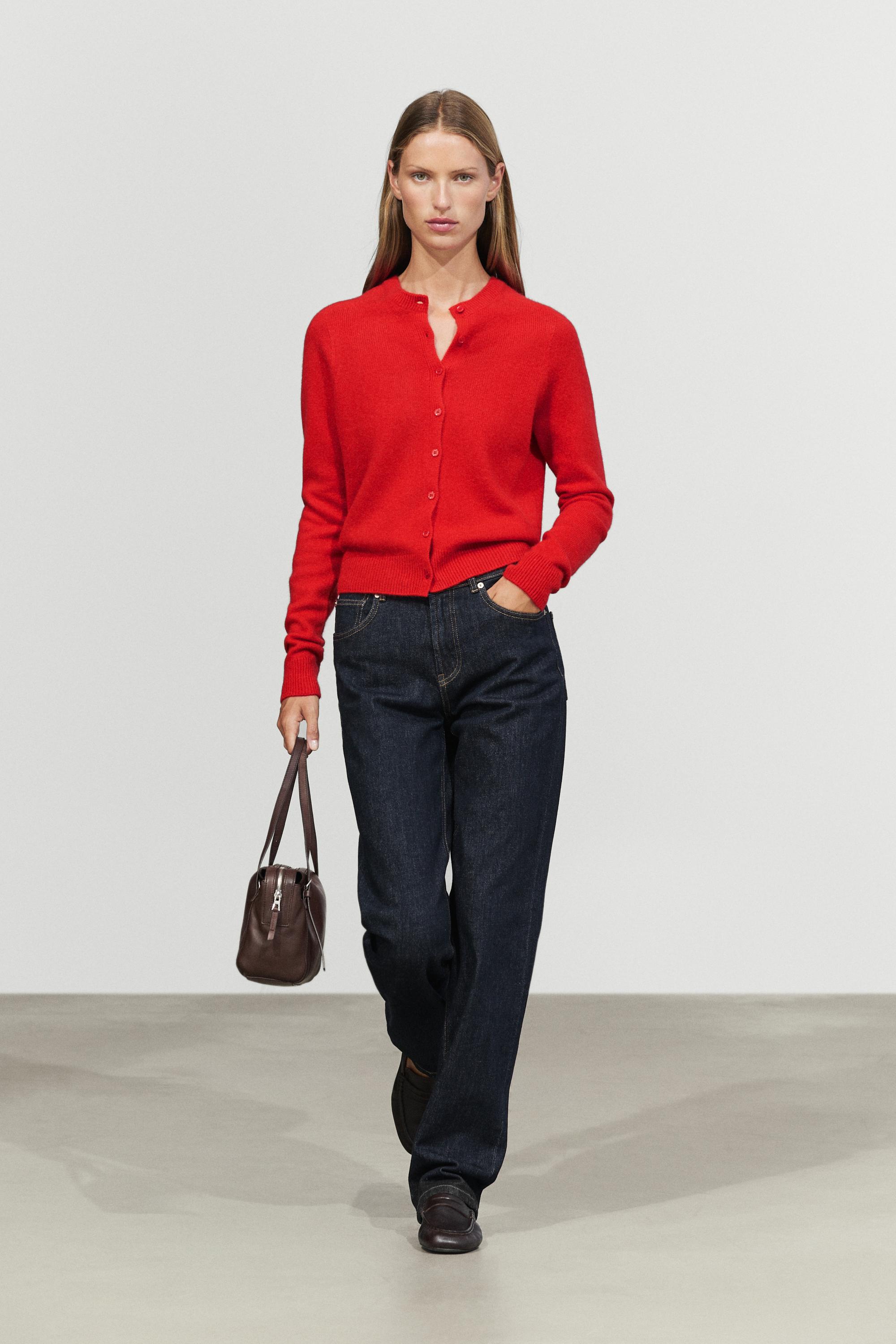 100% cashmere cropped knit cardigan