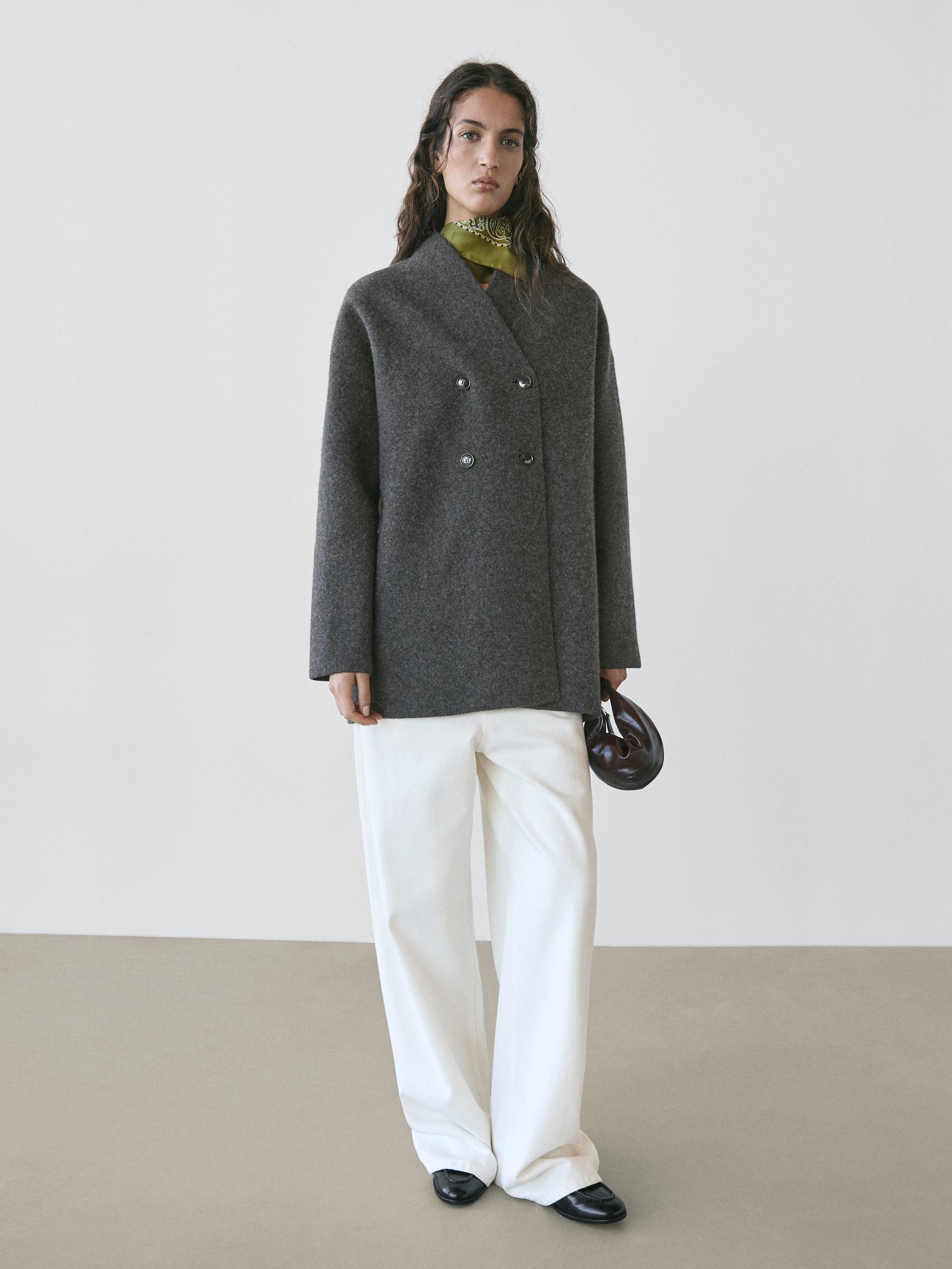 Langer zweireihiger Cardigan aus Wolle