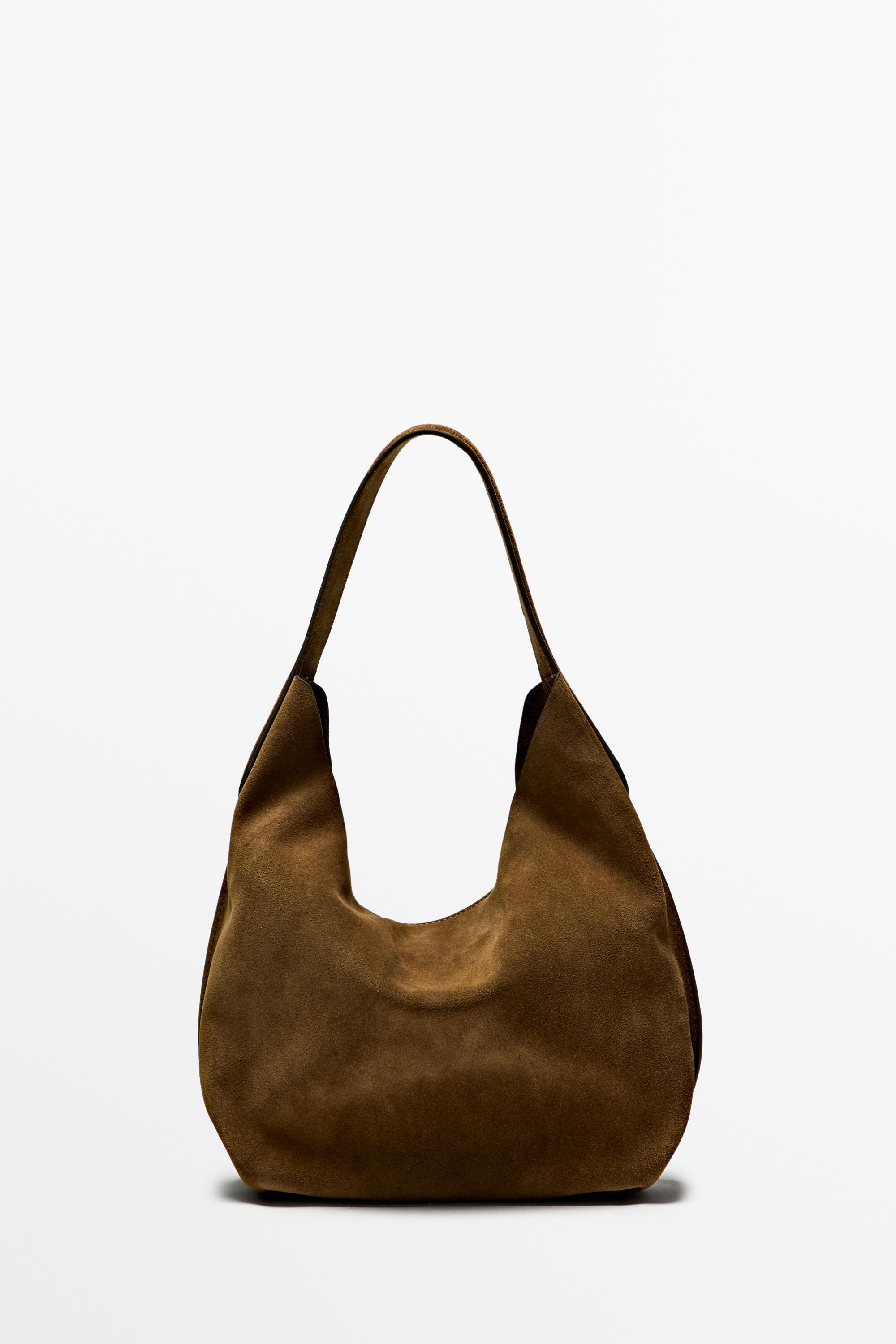 Split suede leather mini bag — KHAKI GREEN